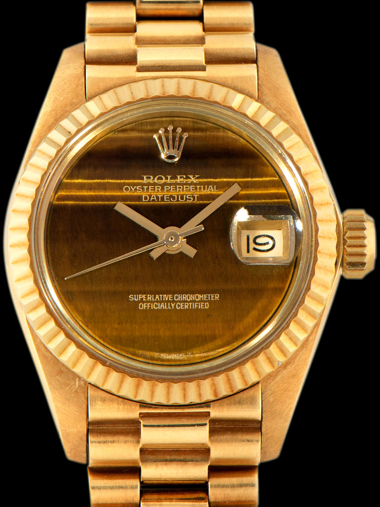 1981 Rolex Ladies Datejust 18K YG (Ref. 6917) Tiger Eye Stone Dial