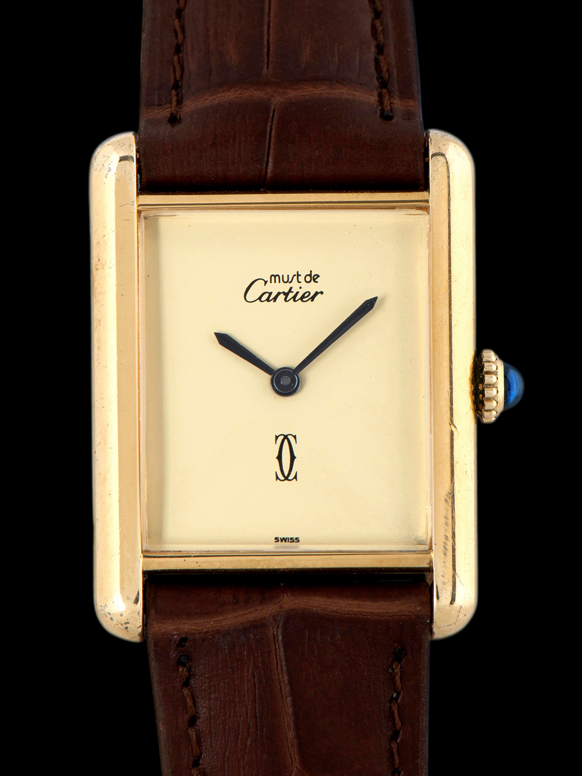 1980s Cartier Must de Cartier Tank 'Vermeil' Cream Dial
