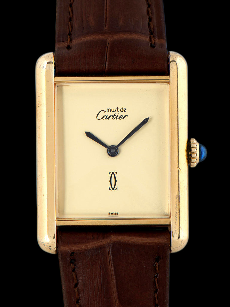 1980s Cartier Must de Cartier Tank 'Vermeil' Cream Dial