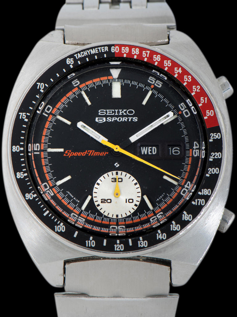 1972 Seiko 5 Sports Speedtimer Chronograph "Coke Pogue" (Ref. 6139-6032) Black Dial