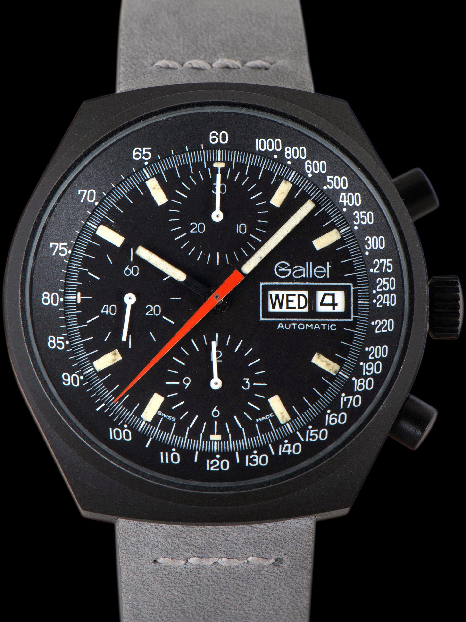 1980s Gallet Multichron 12 Automatic Chronograph PVD 'Valjoux Cal. 7750' "Top Gun"