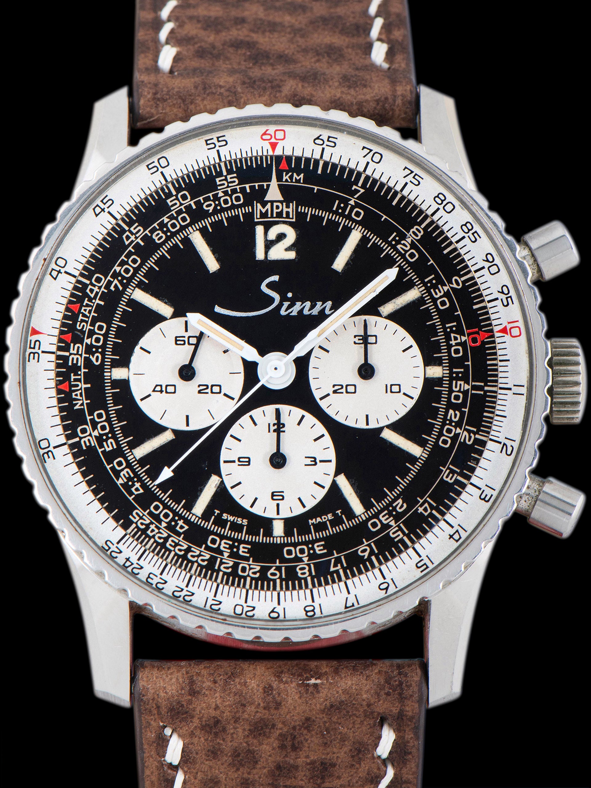 *Unpolished* 1980 Sinn "Navitimer" Pilot's Chronograph (Ref. 903) Black Dial