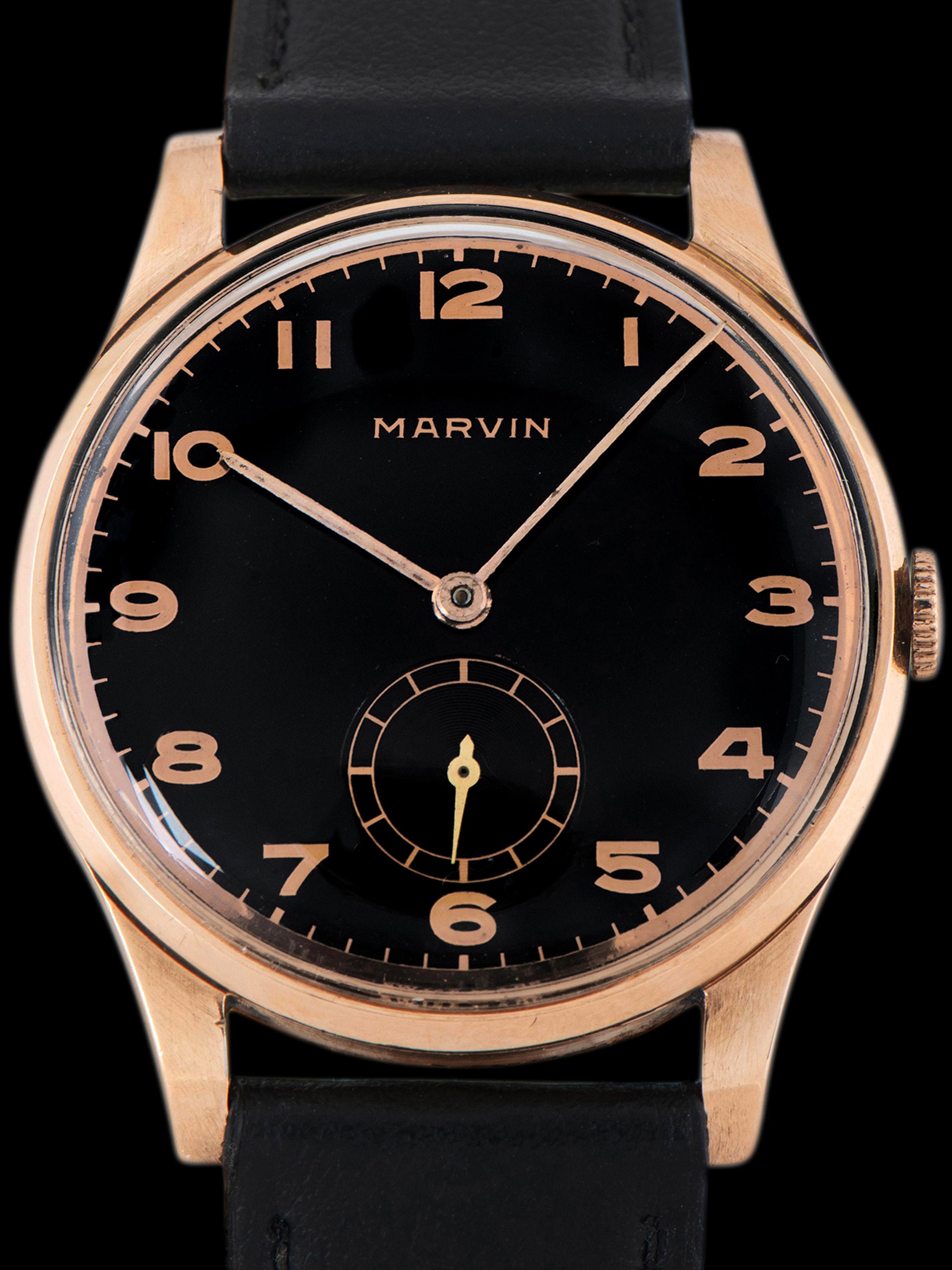 1940s Marvin Dress Watch 14K RG "Gilt" Dial