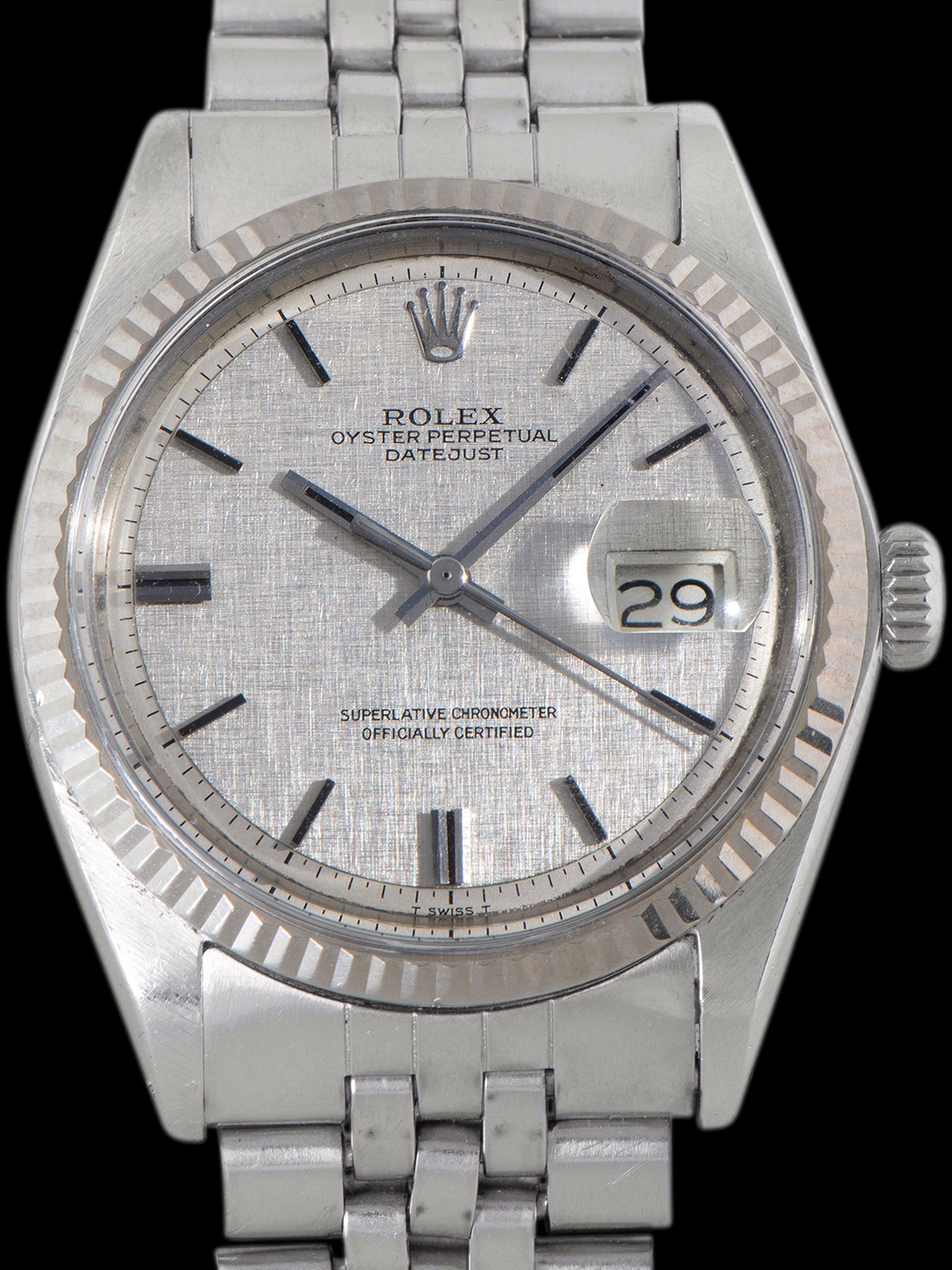 1970 Rolex Datejust (Ref. 1601) Non-Luminous Silver "Linen" Dial