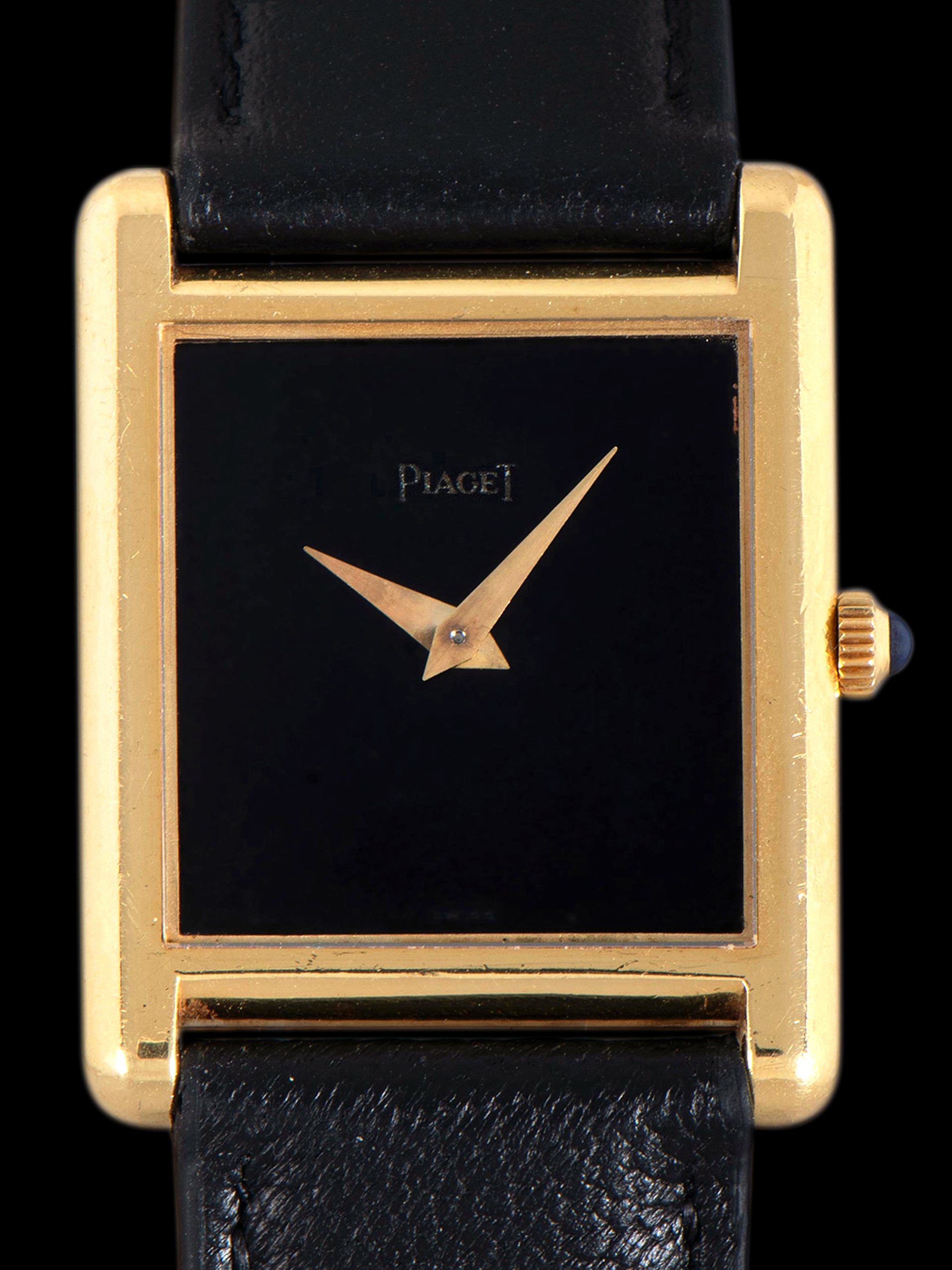 1970s Piaget Tank-Style Dress Watch 18K YG (Ref. 90802) Black Dial