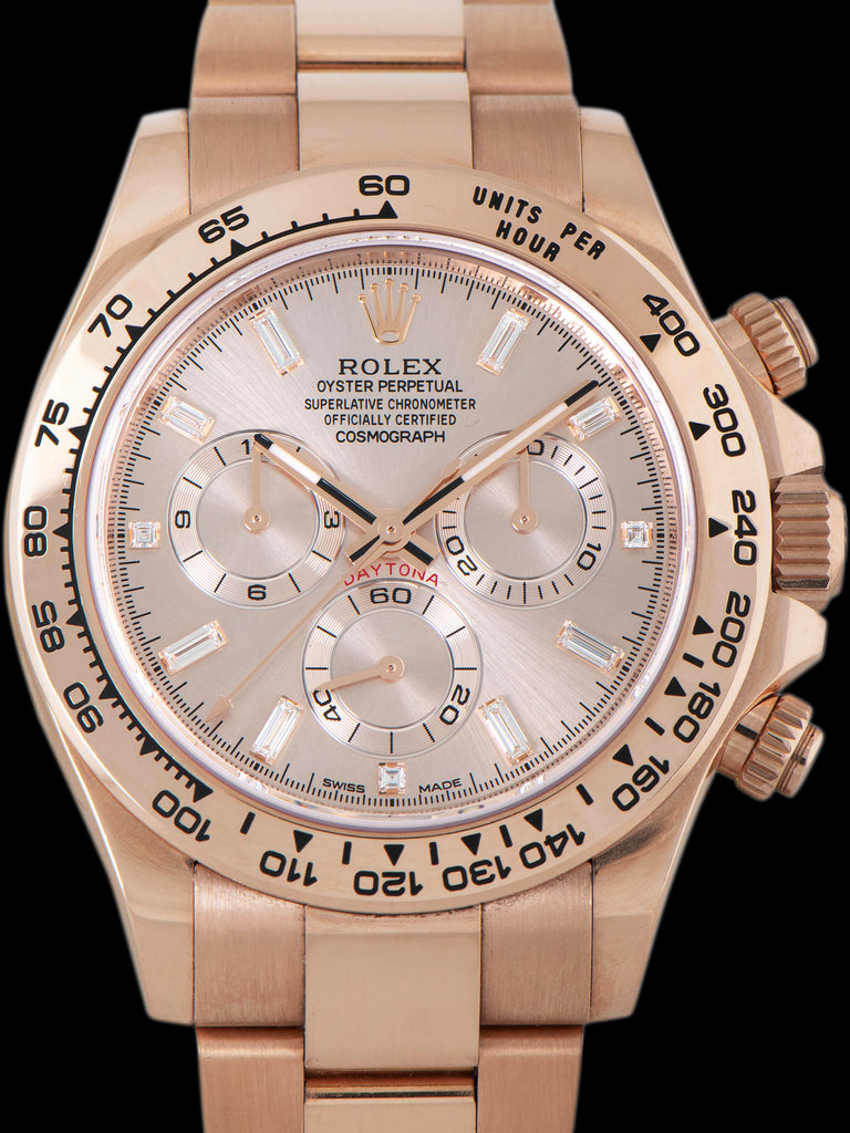 2022 Rolex Daytona 18K RG (Ref. 116505) Factory Baguette Diamond Maker Dial W/ Full Set