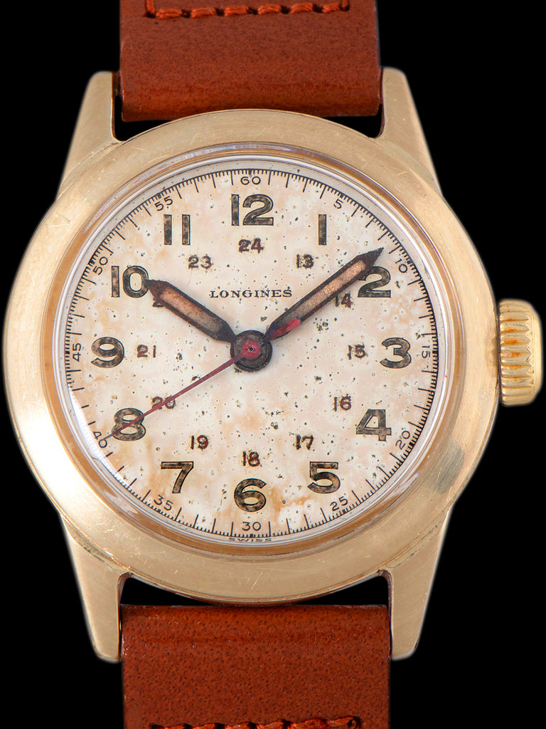 1943 Longines Dress Watch 14k YG 'Cal. 10L' Military Dial
