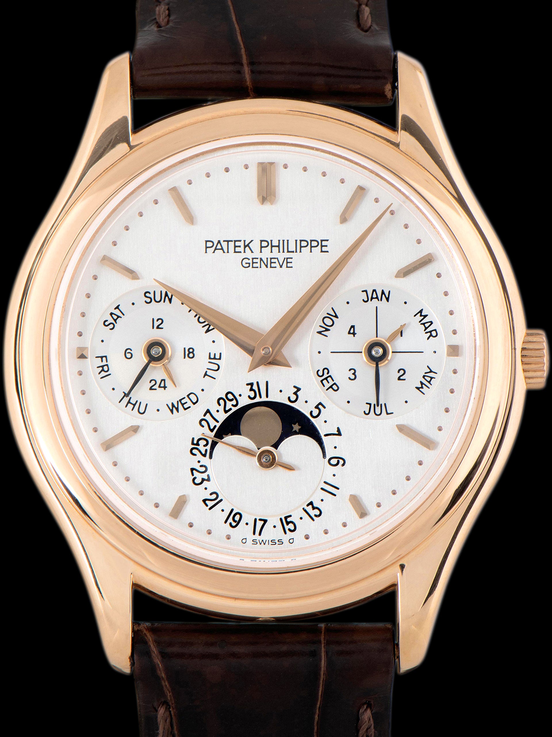 "3rd Series" 1999 Patek Philippe Perpetual Calendar Moonphase 18K RG (Ref. 3940R) W/ Winder Box, Papers, & Accessories
