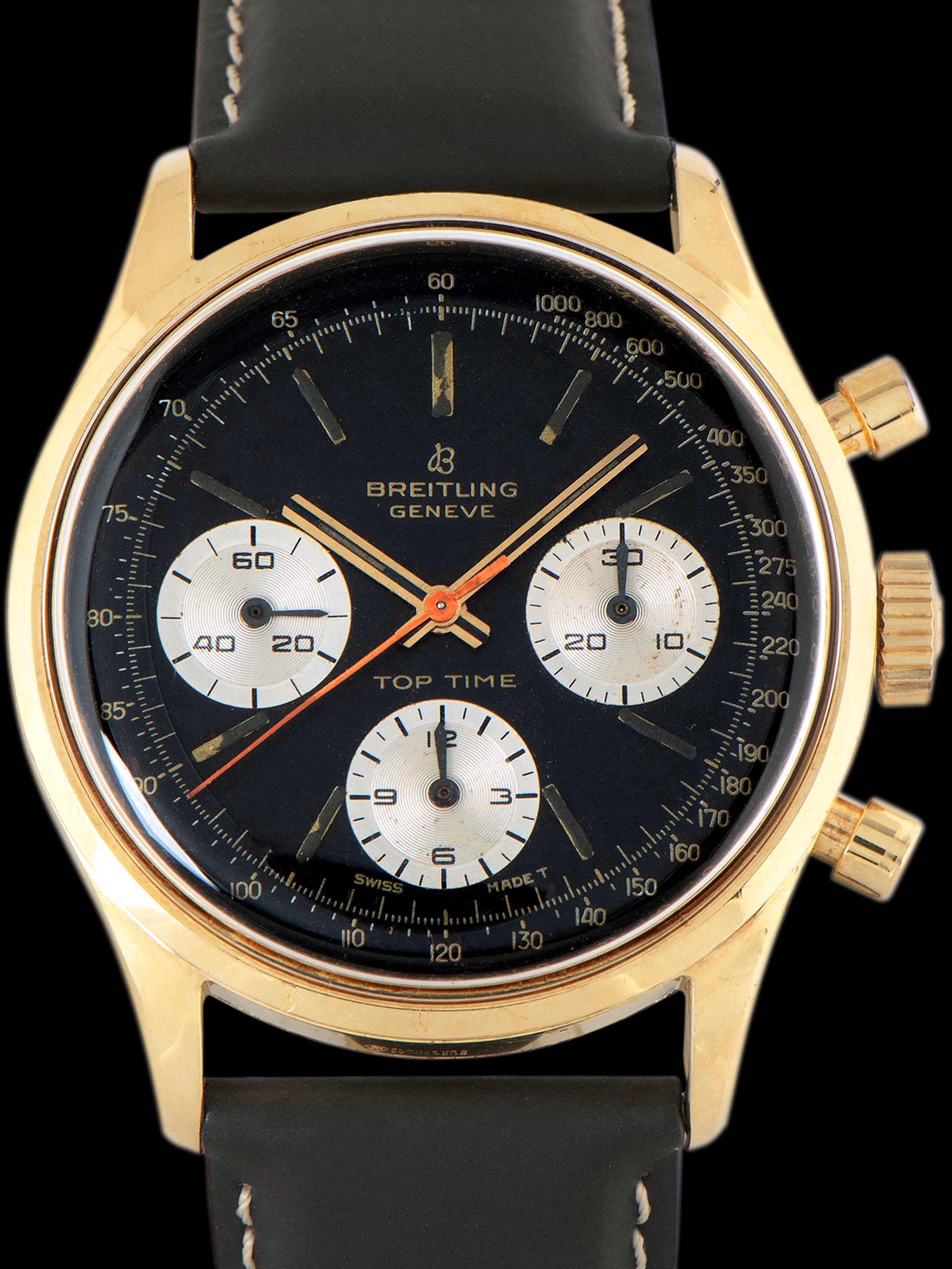 1966 Breitling Top Time Chronograph Gold Plate (Ref. 810-24) Black Dial