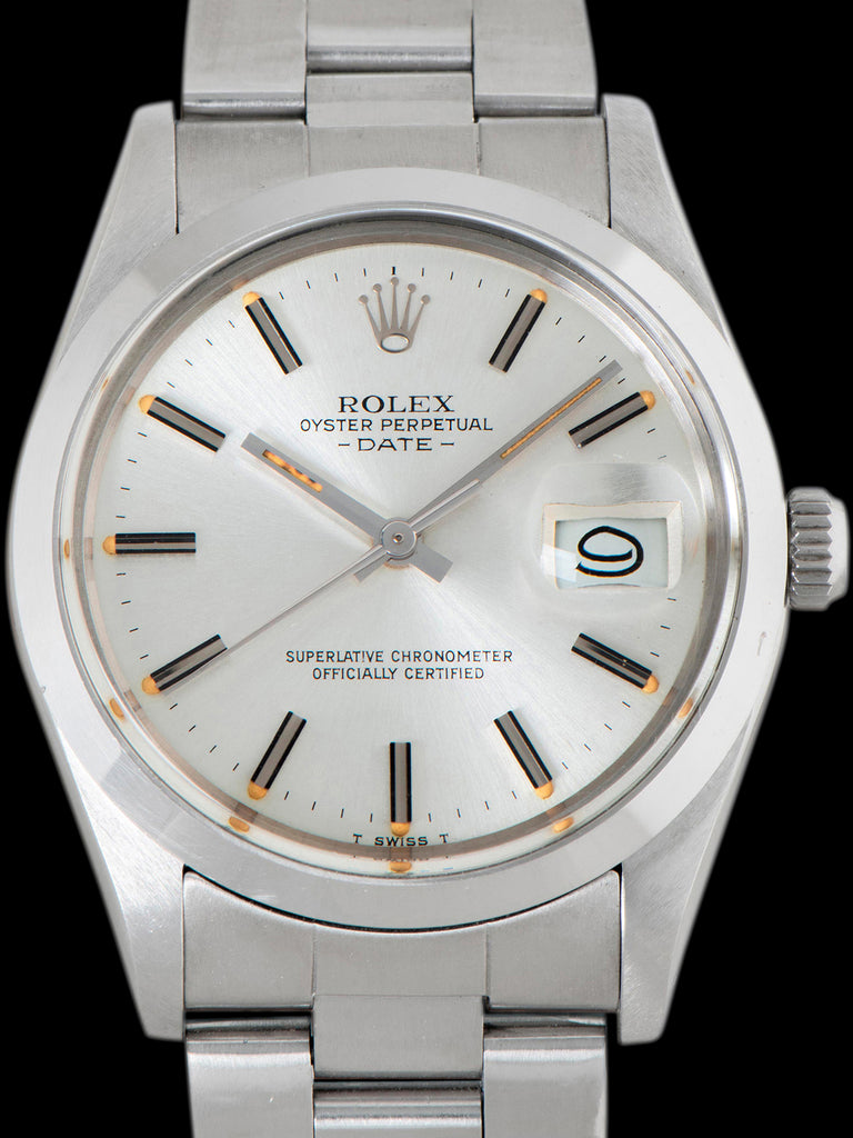 1983 Rolex Oyster-Perpetual Date (Ref. 15000) Silver "Pumpkin Lume" Dial W/ Papers & Hangtag