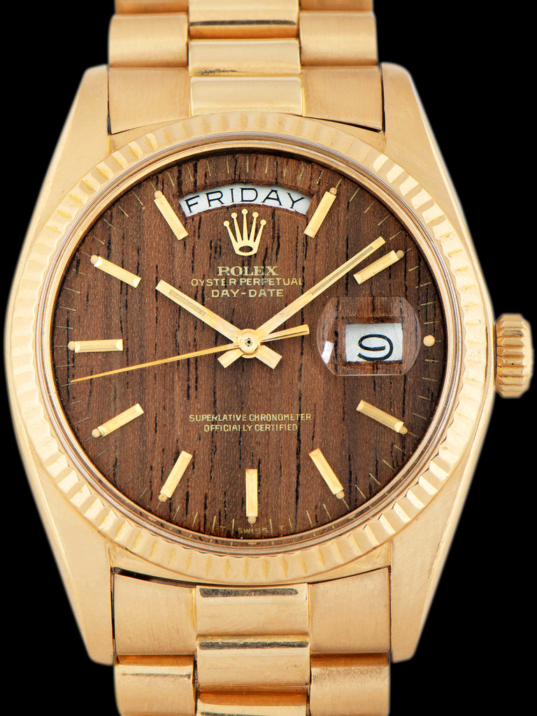 1973 Rolex Day-Date 18K YG (Ref. 1803) Sequoia Wood Dial W/ Box & Papers