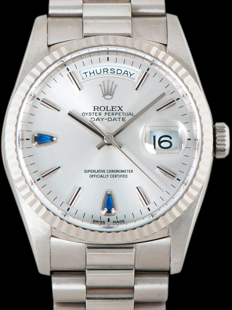 1999 Rolex Day-Date 18K WG (Ref. 18239) Sapphire "Teardrop" Dial W/ Box
