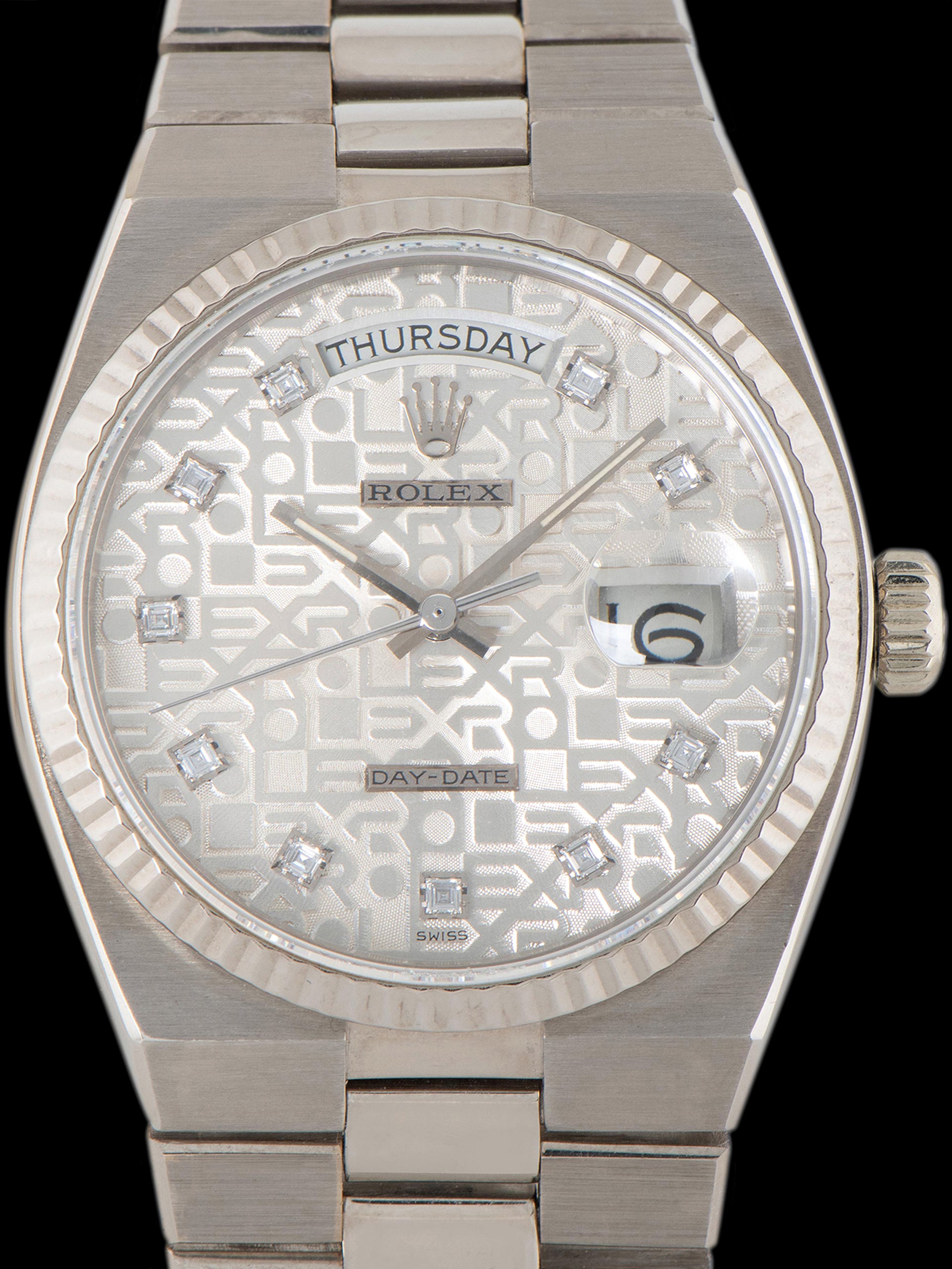 1979 Rolex Oysterquartz Day-Date 18K WG (Ref. 19019) Silver "Jubilee" Dial W/ Factory Diamond Markers