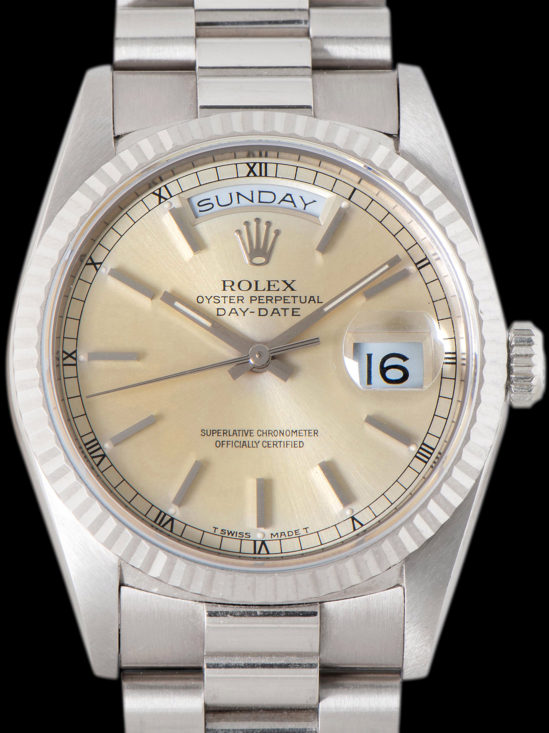 *Unpolished* 1989 Rolex Day-Date 18K WG (Ref. 18239) Silver Dial