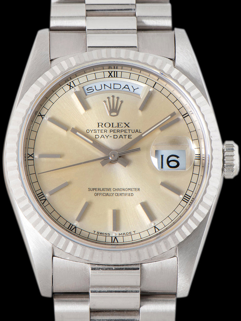 *Unpolished* 1989 Rolex Day-Date 18K WG (Ref. 18239) Silver Dial