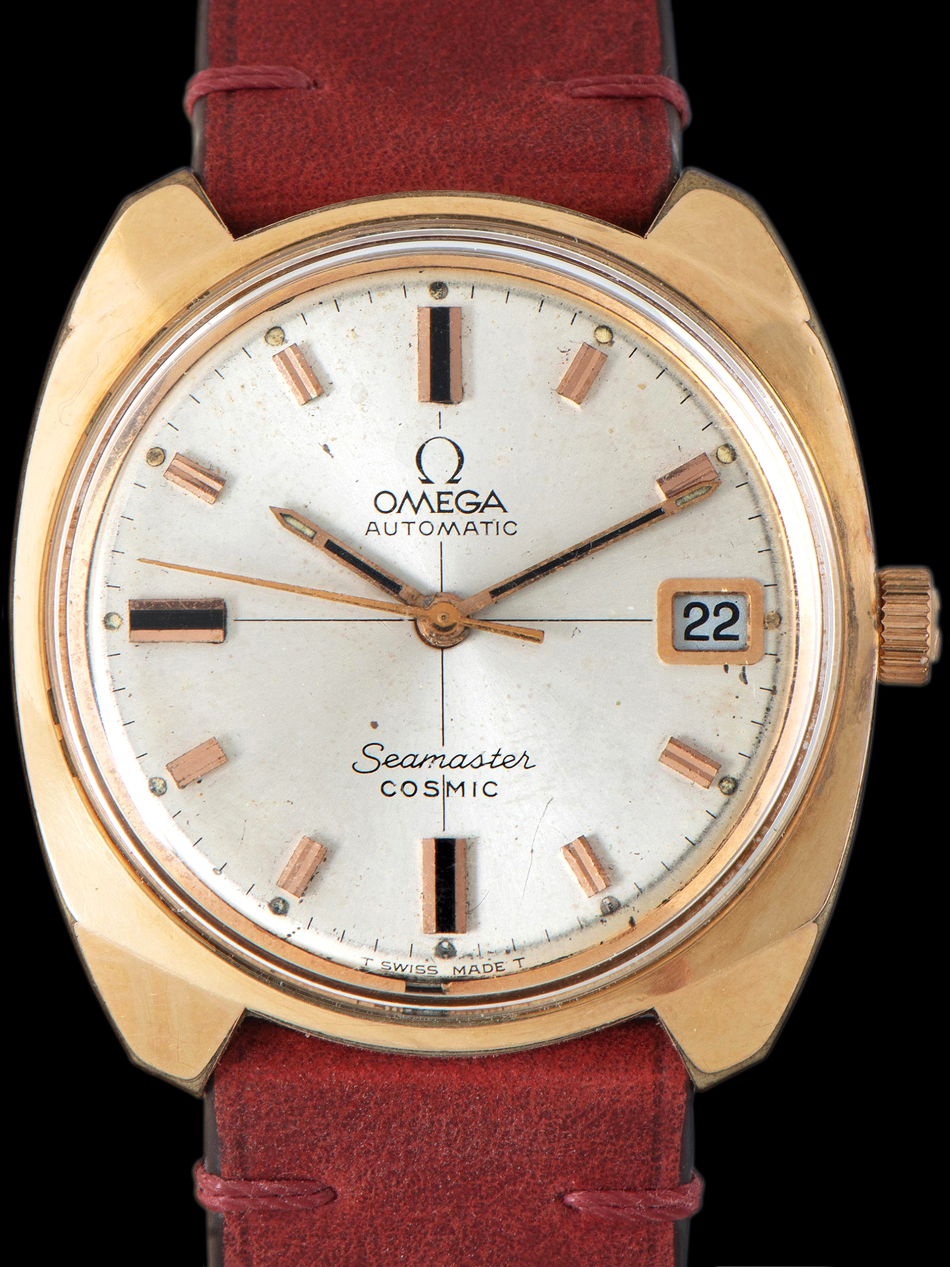 1970s Omega Seamaster Cosmic Gold-Plated (Ref. 166.022) "Crosshair" Dial