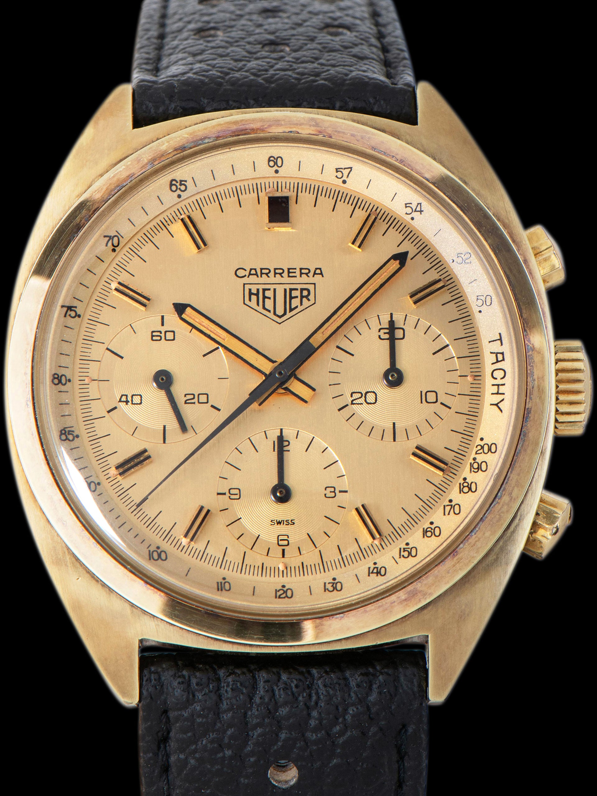 *Unpolished* 1970s Heuer Carrera 16K Gold-Plated (Ref. 73655CH) "First Execution"