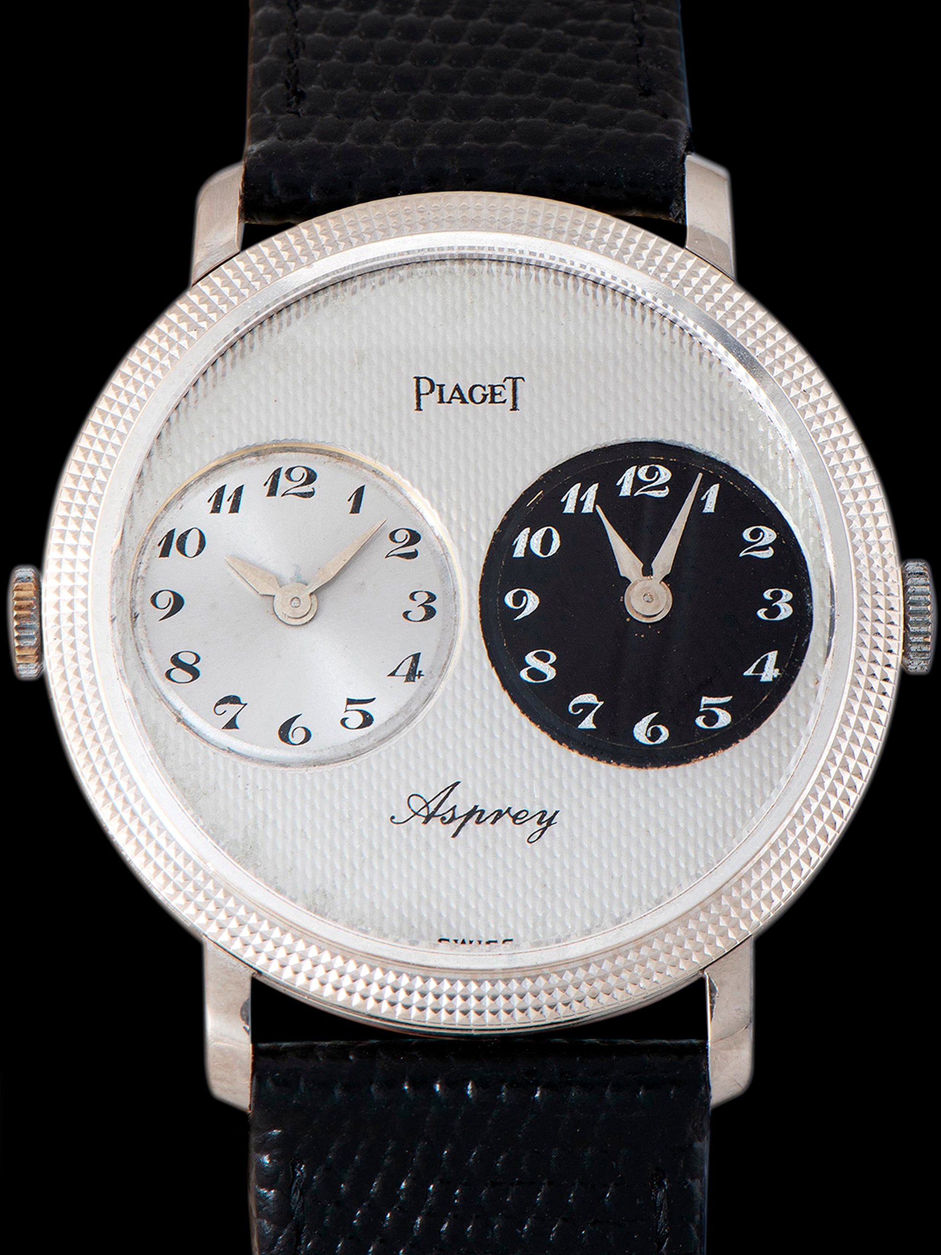 1970s Piaget Altiplano Dual Time 18K WG (Ref. 612104) "Asprey" Guilloché dial