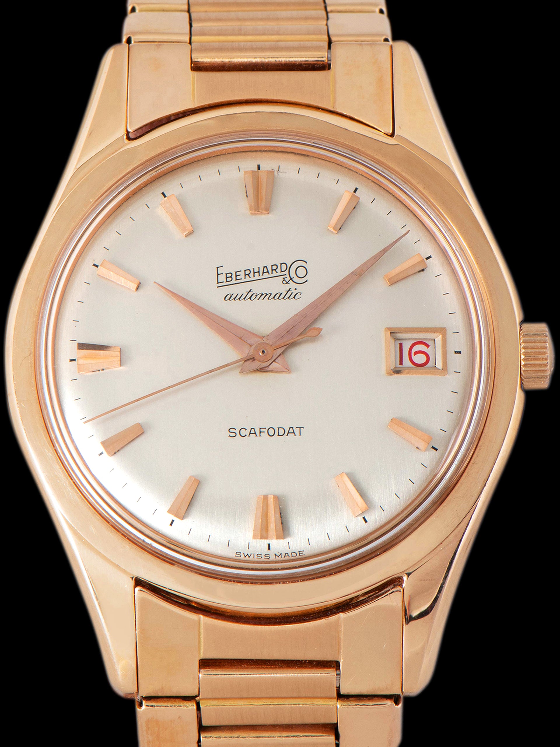 1960s Eberhard Scafodat 18K RG (Ref. 11532-1) "Roulette Date Wheel" W/ Box