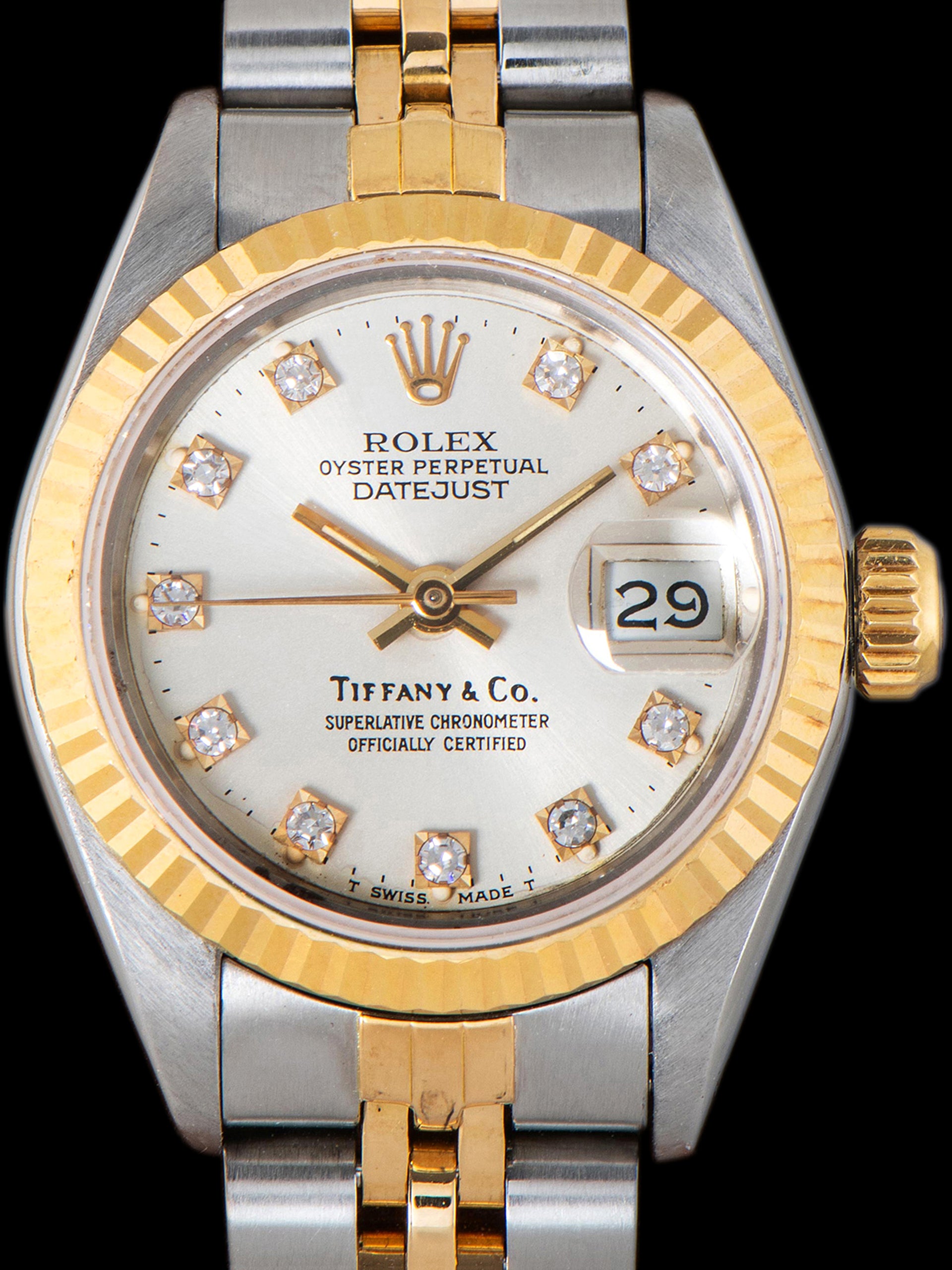 1990 Rolex Ladies Two-Tone Datejust (Ref. 69173) Silver "Tiffany & Co." Diamond Dial