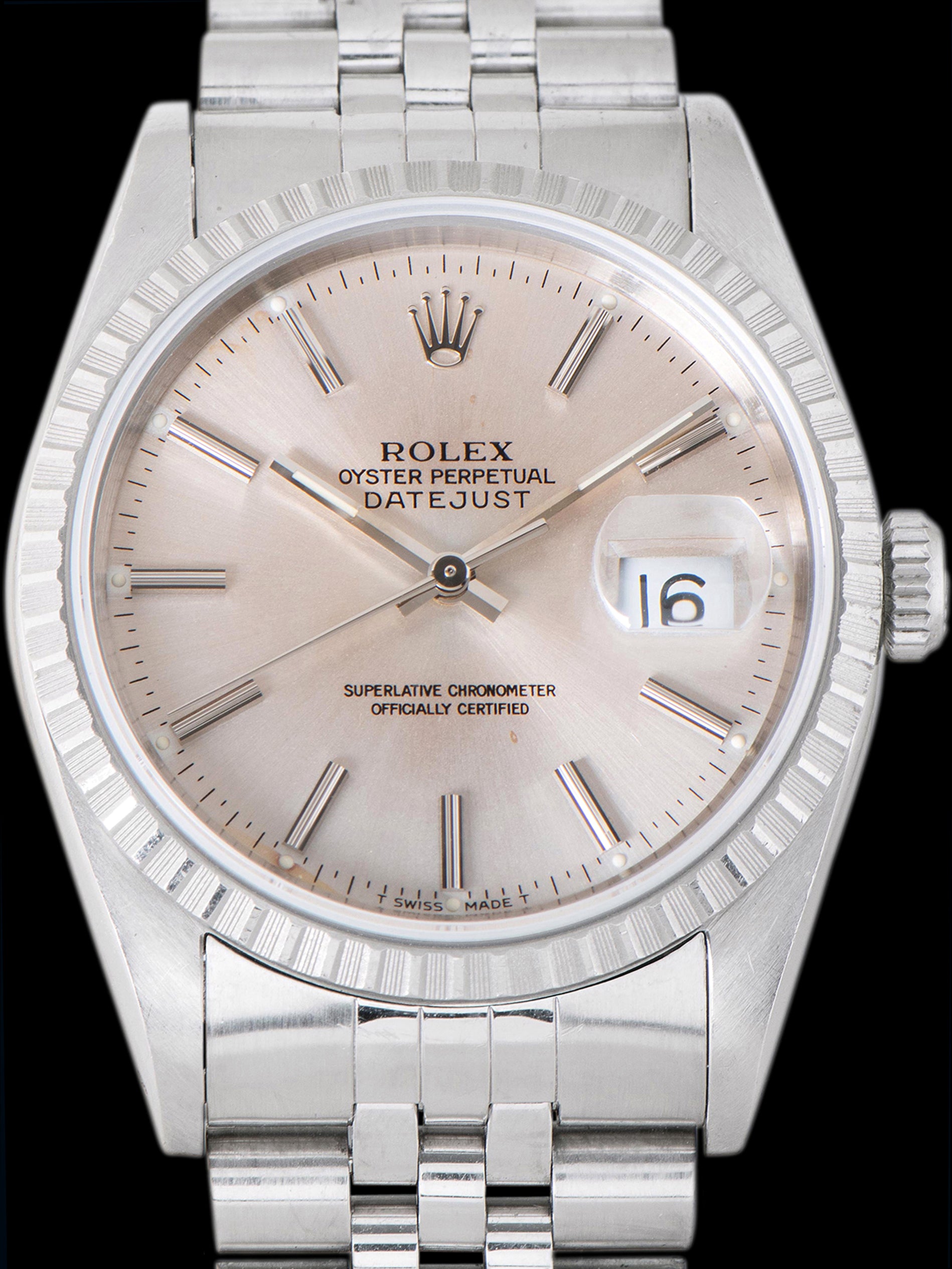 *Unpolished* 1991 Rolex Datejust (Ref. 16220) Silver "Cherry Blossom" Dial