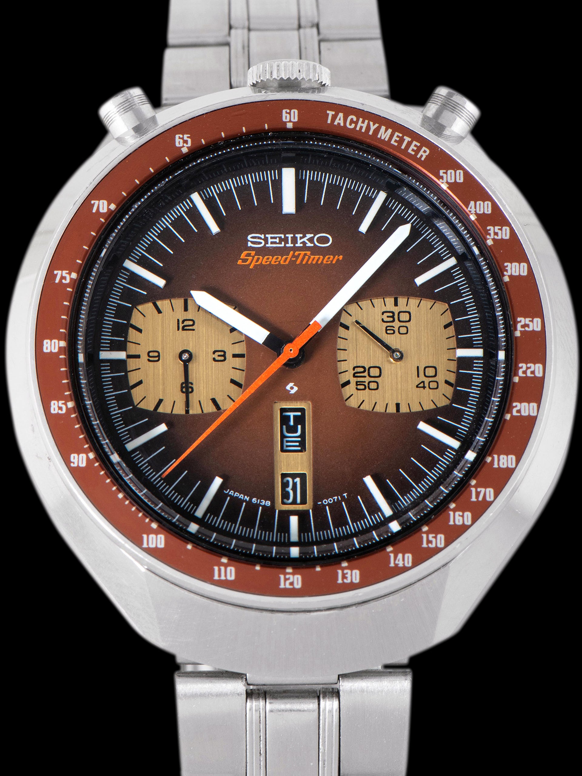 *Unpolished* 1977 Seiko JDM SpeedTimer Chronograph "Bullhead" (Ref. 6138-0040) Brown Dial