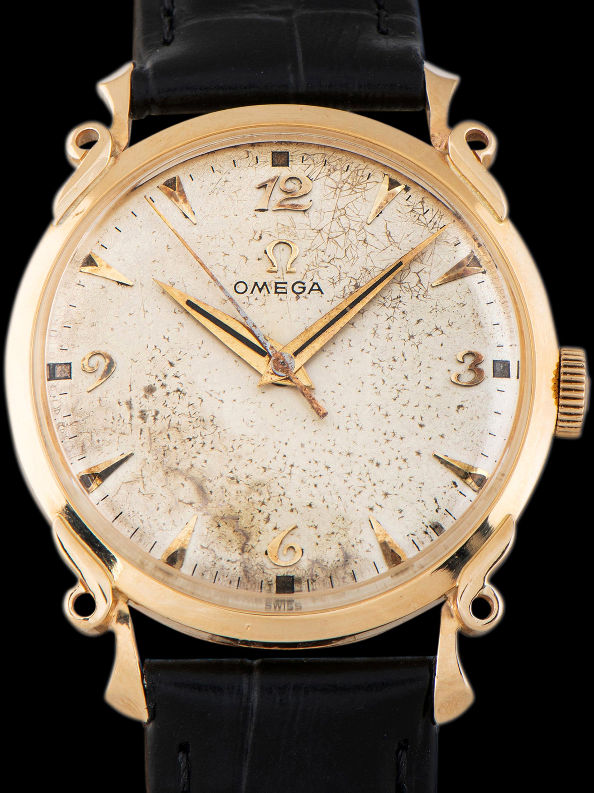 1952 Omega Dress Watch 14K YG (Ref. PX 6549) Breguet Numeral Dial W/ Ribbon Lug Case