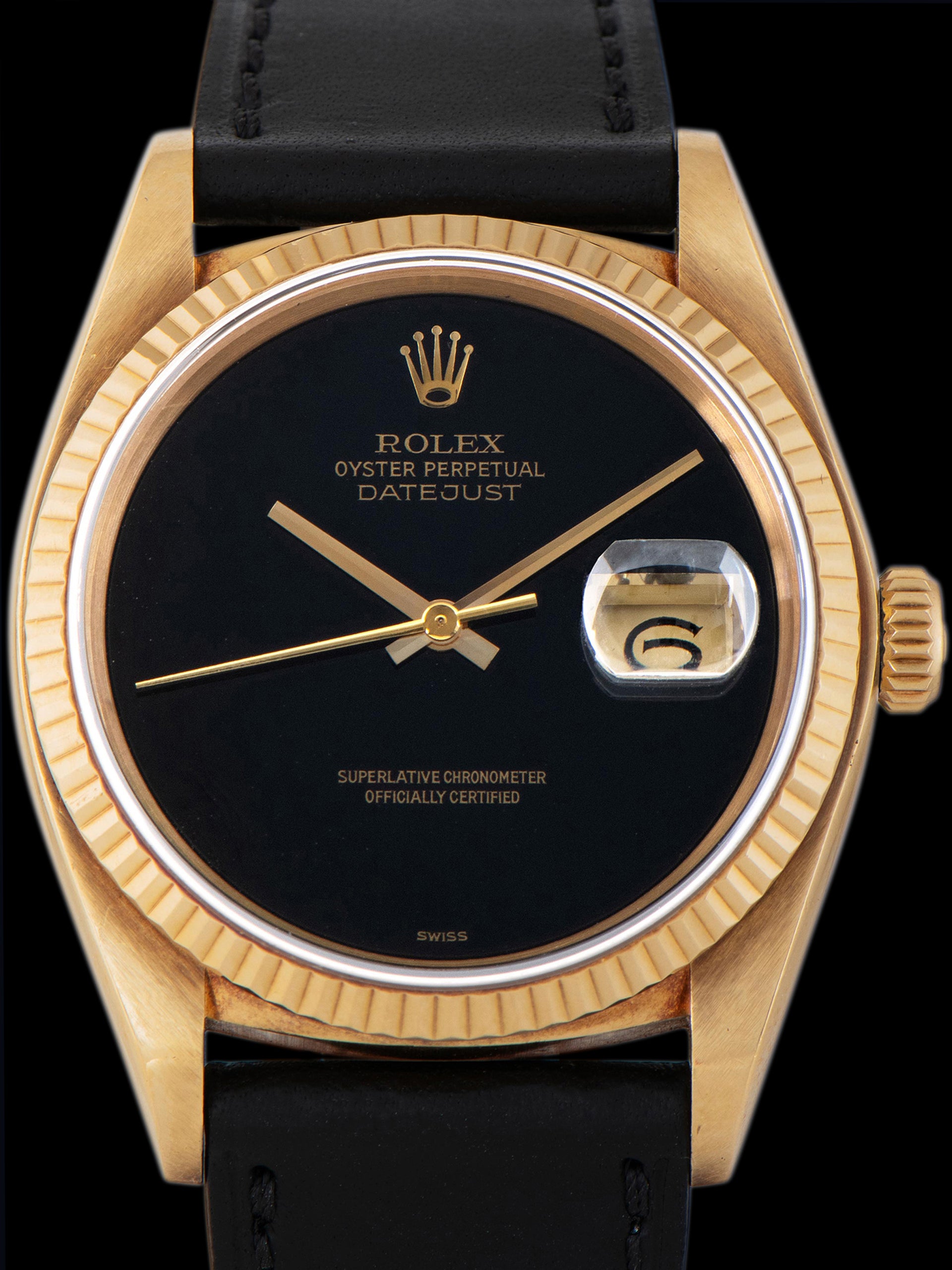 1980 Rolex Datejust 18K YG (Ref. 16018) Onyx Stone Dial
