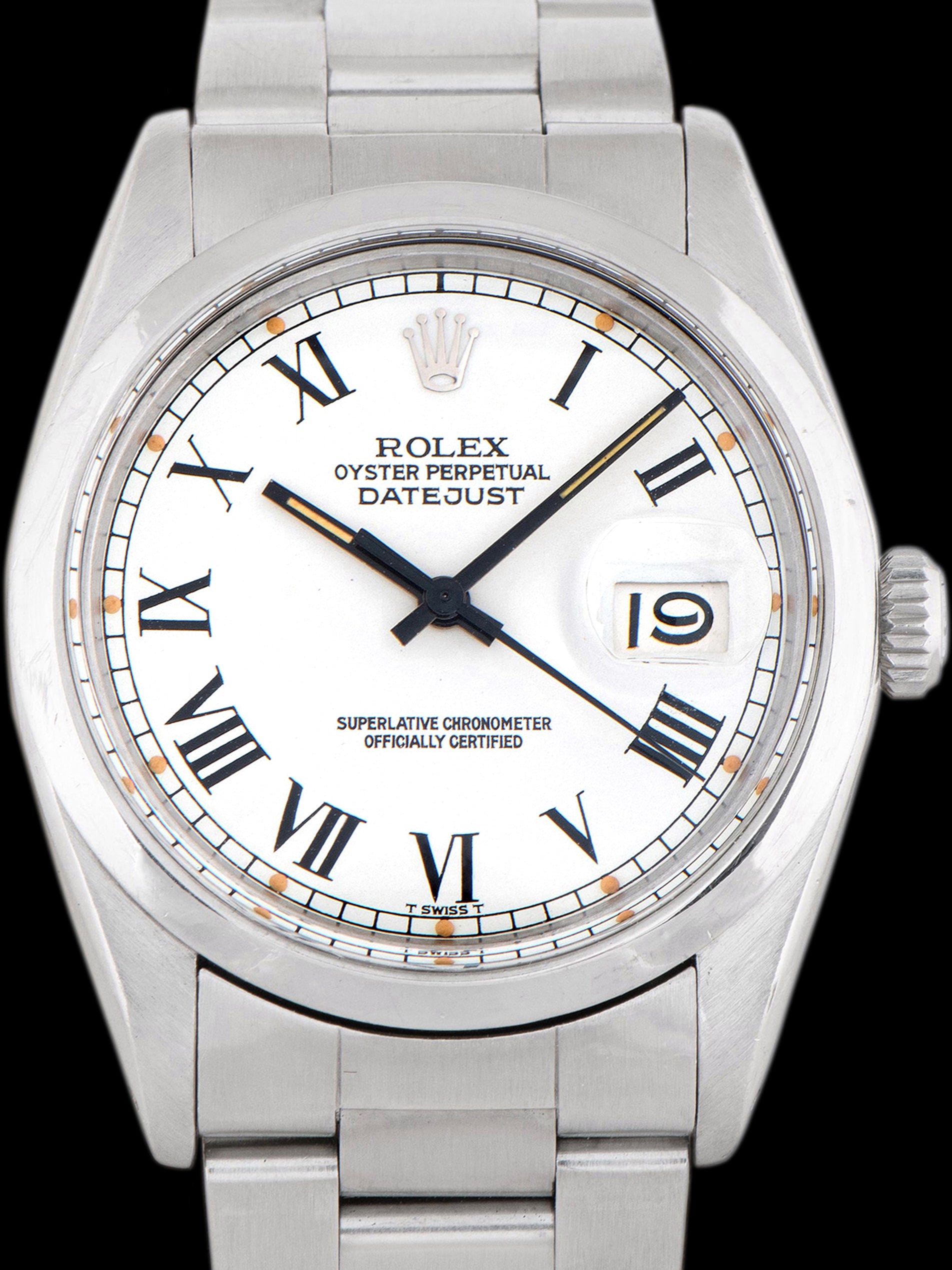 1978 Rolex Datejust (Ref. 16000) White "Buckley" Dial W/ Pumpkin Patina