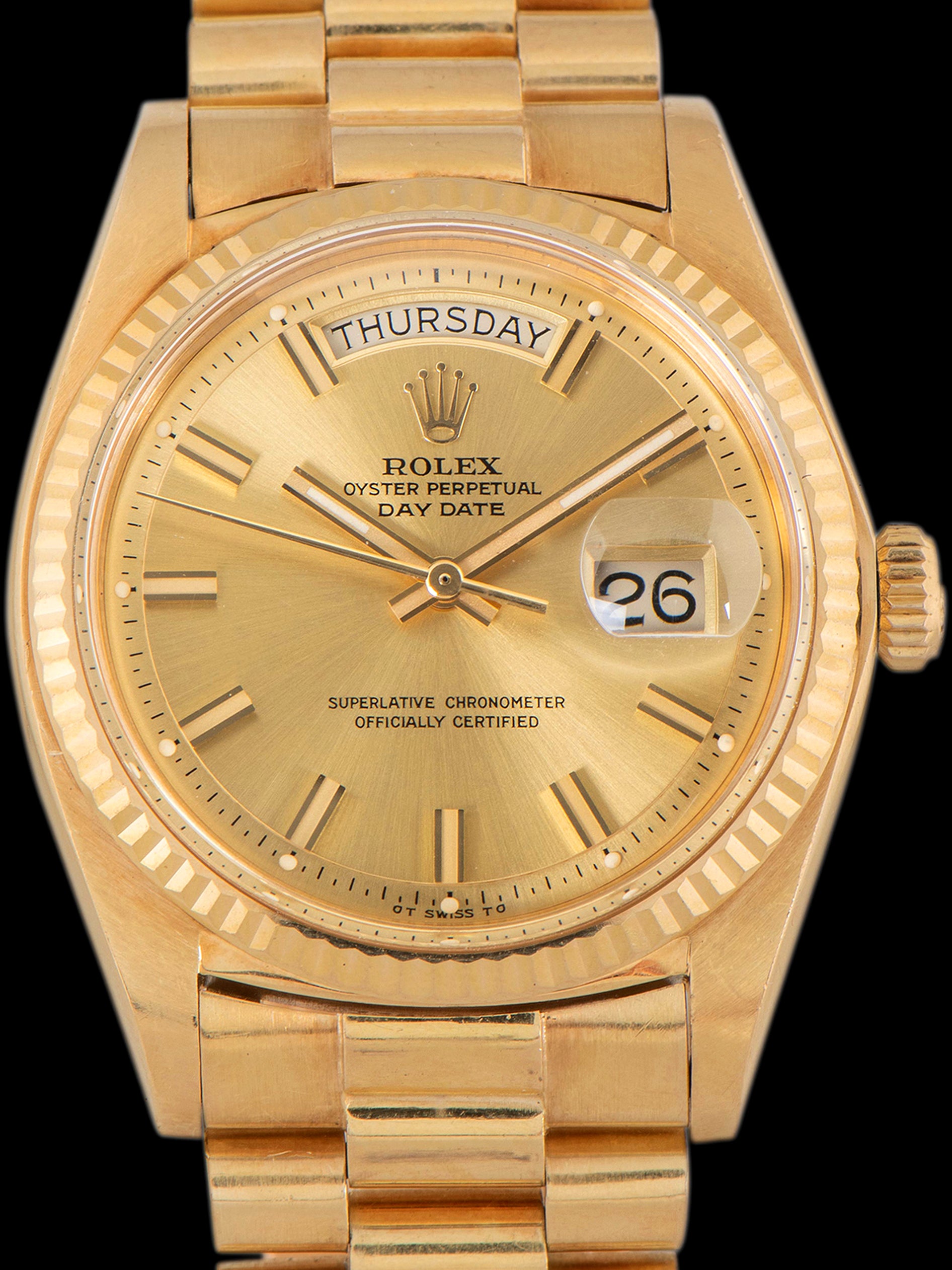 1973 Rolex Day-Date 18K YG (Ref. 1803) Champagne "Wide Boy" Sigma Dial W/ Box & Papers