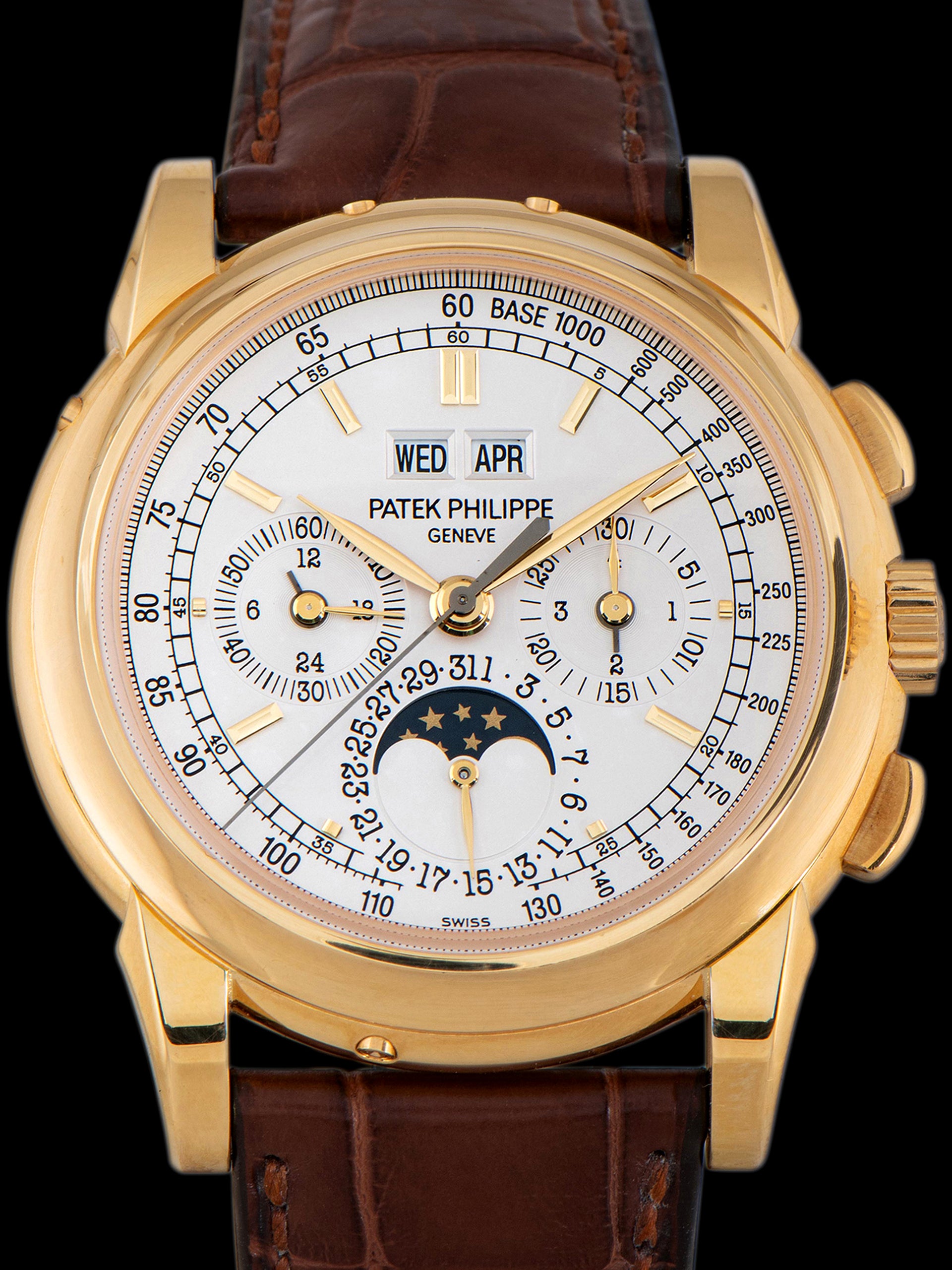 2008 Patek Philippe Perpetual Calendar Moonphase Chronograph 18K YG (Ref. 5970J) W/ Box, Certificate of Origin, Accessories, & Recent Patek Philippe Service Receipt