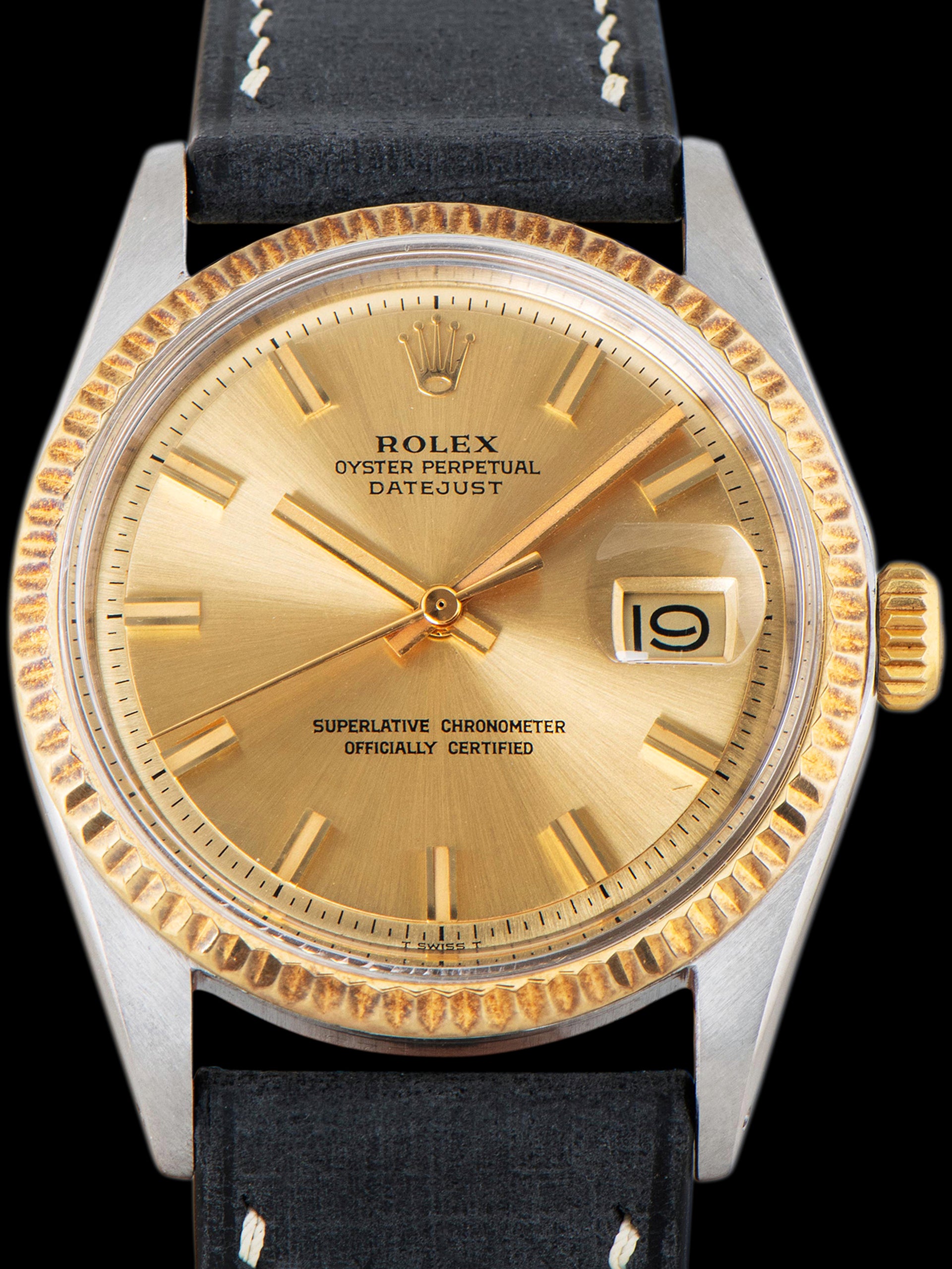 1971 Rolex Two-Tone Datejust (Ref. 1601) Non-Luminous Champagne "Wide Boy" Dial