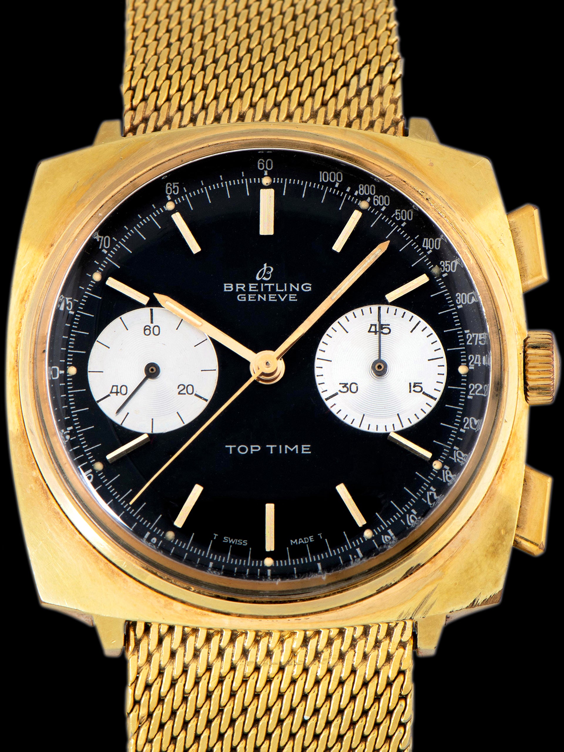 *Unpolished* 1960s Breitling Top Time Chronograph Gold Plate (Ref. 2008) W/ Box & Papers