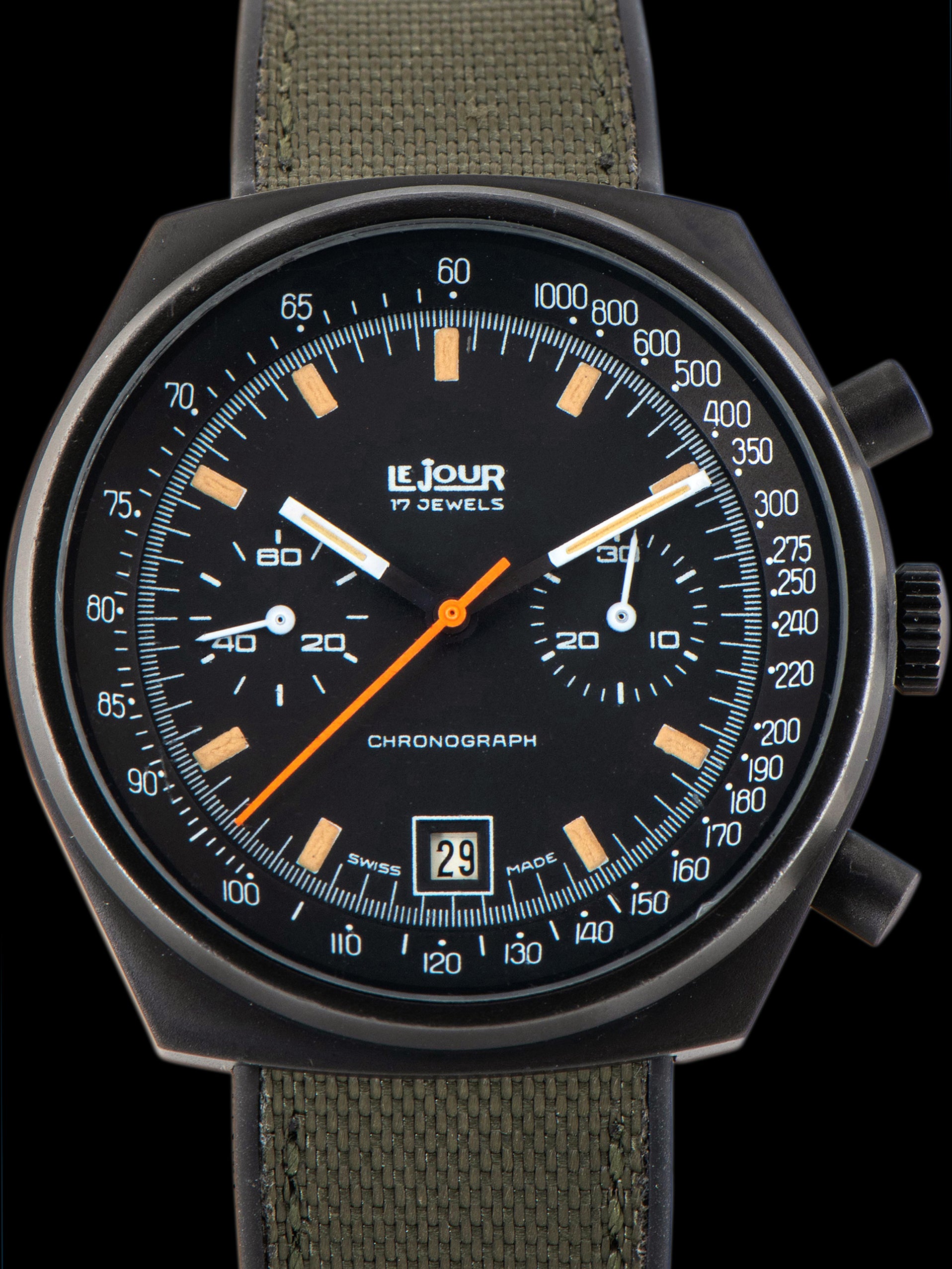 *Unpolished* 1970s LeJour "Reference 12" Chronograph PVD 'Valjoux Cal. 7734'