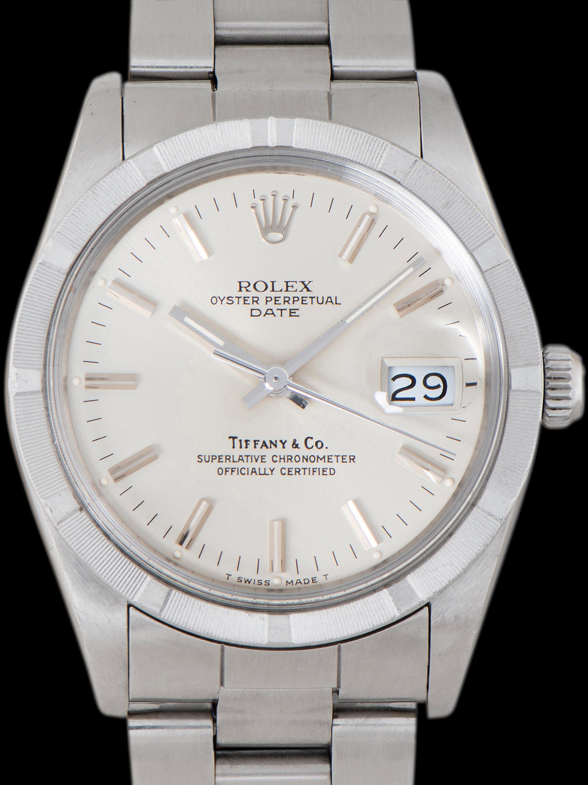 *Unpolished* 1987 Rolex Oyster-Perpetual Date (Ref. 15010) Silver "Tiffany & Co." Dial