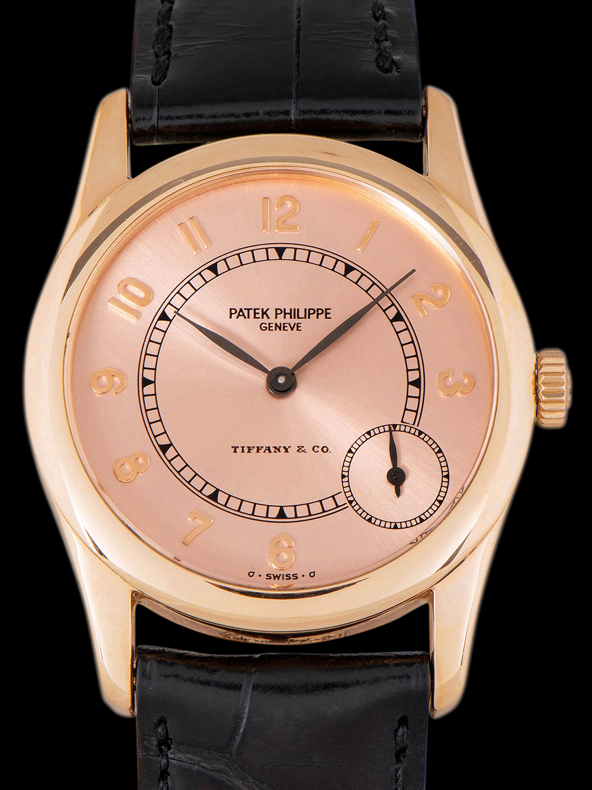1990s Patek Philippe Calatrava 18K PG (Ref. 5000R) Pink "Tiffany & Co." Dial W/ Box & Papers