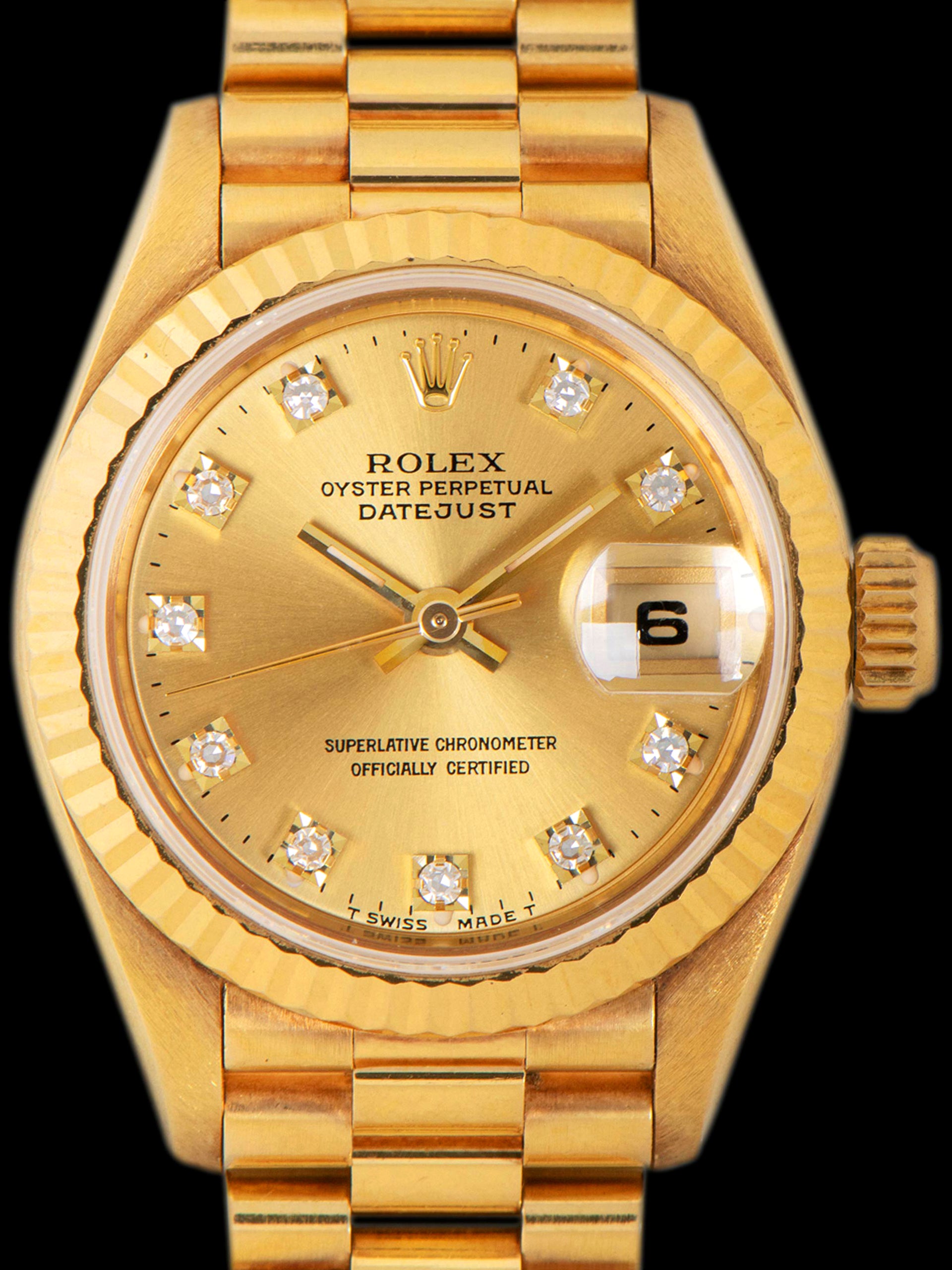 *Unpolished* 1993 Rolex Ladies Datejust 18K YG (Ref. 69178) Champagne Diamond Dial