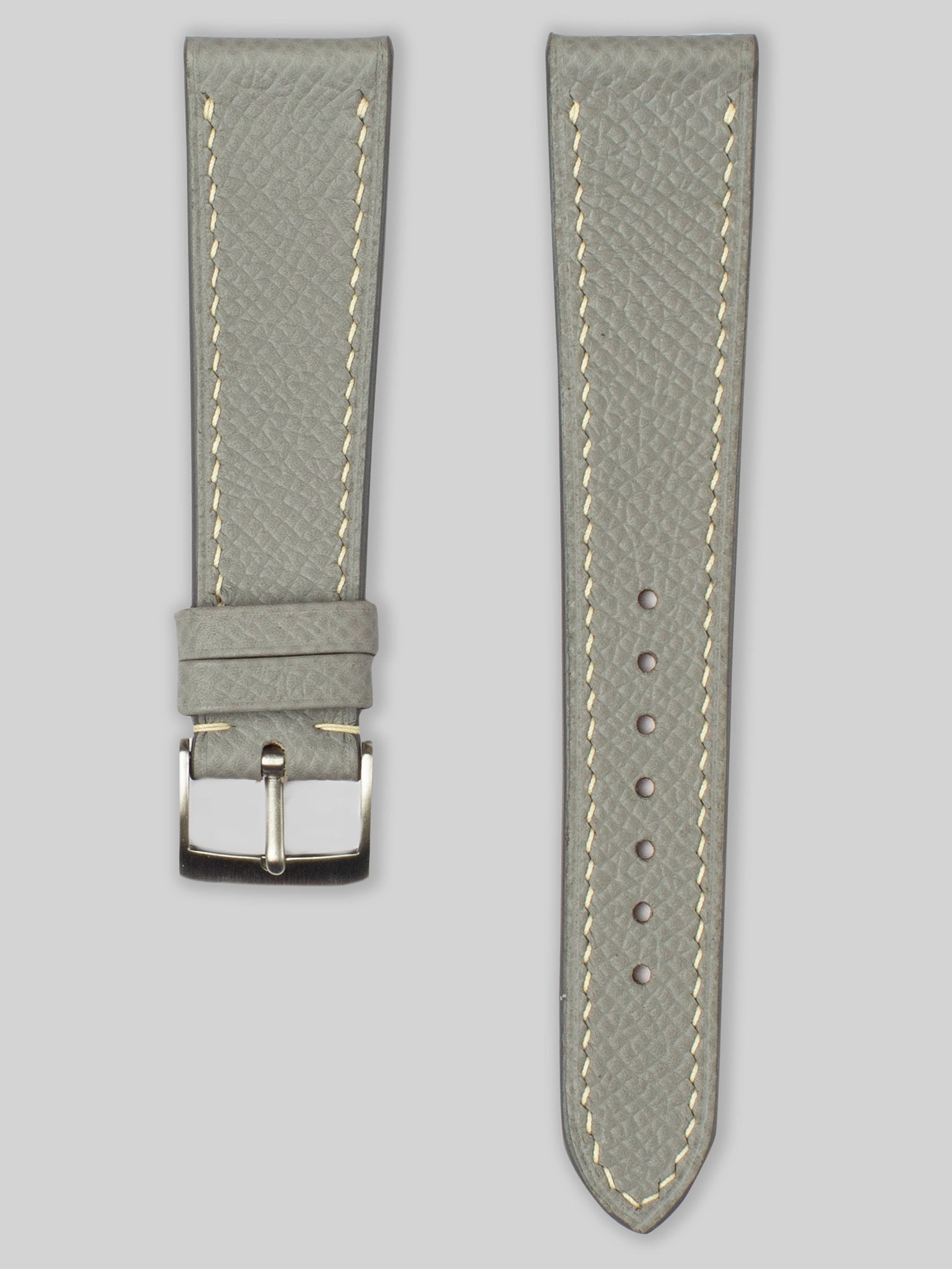 Textured Calfskin Leather Watch Strap - Dove Grey