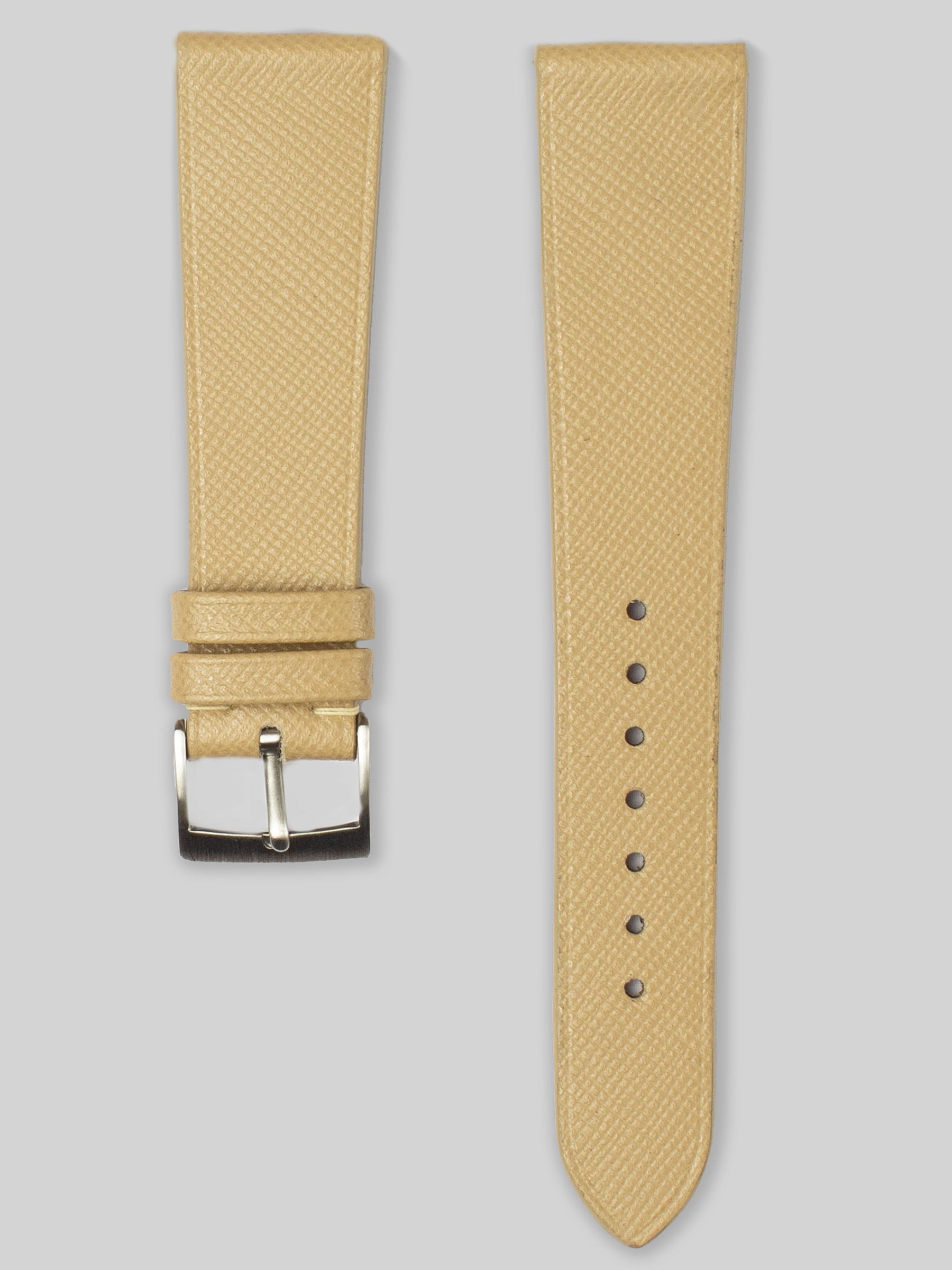 Saffiano Leather Watch Strap - Cream