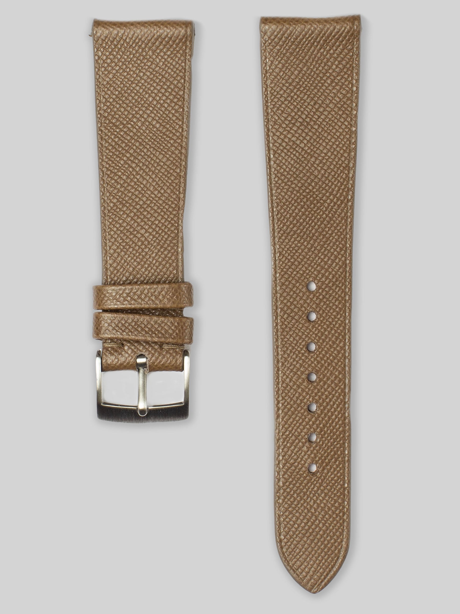 Saffiano Leather Watch Strap - Brown