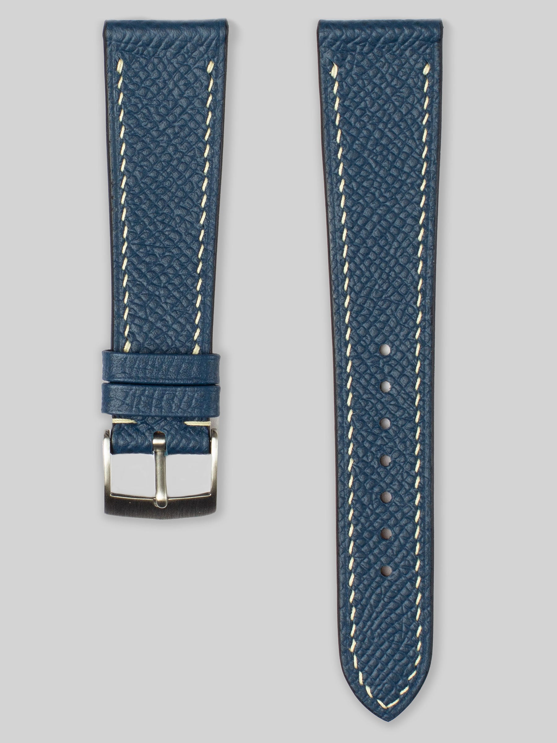 Textured Calfskin Leather Watch Strap - Blue