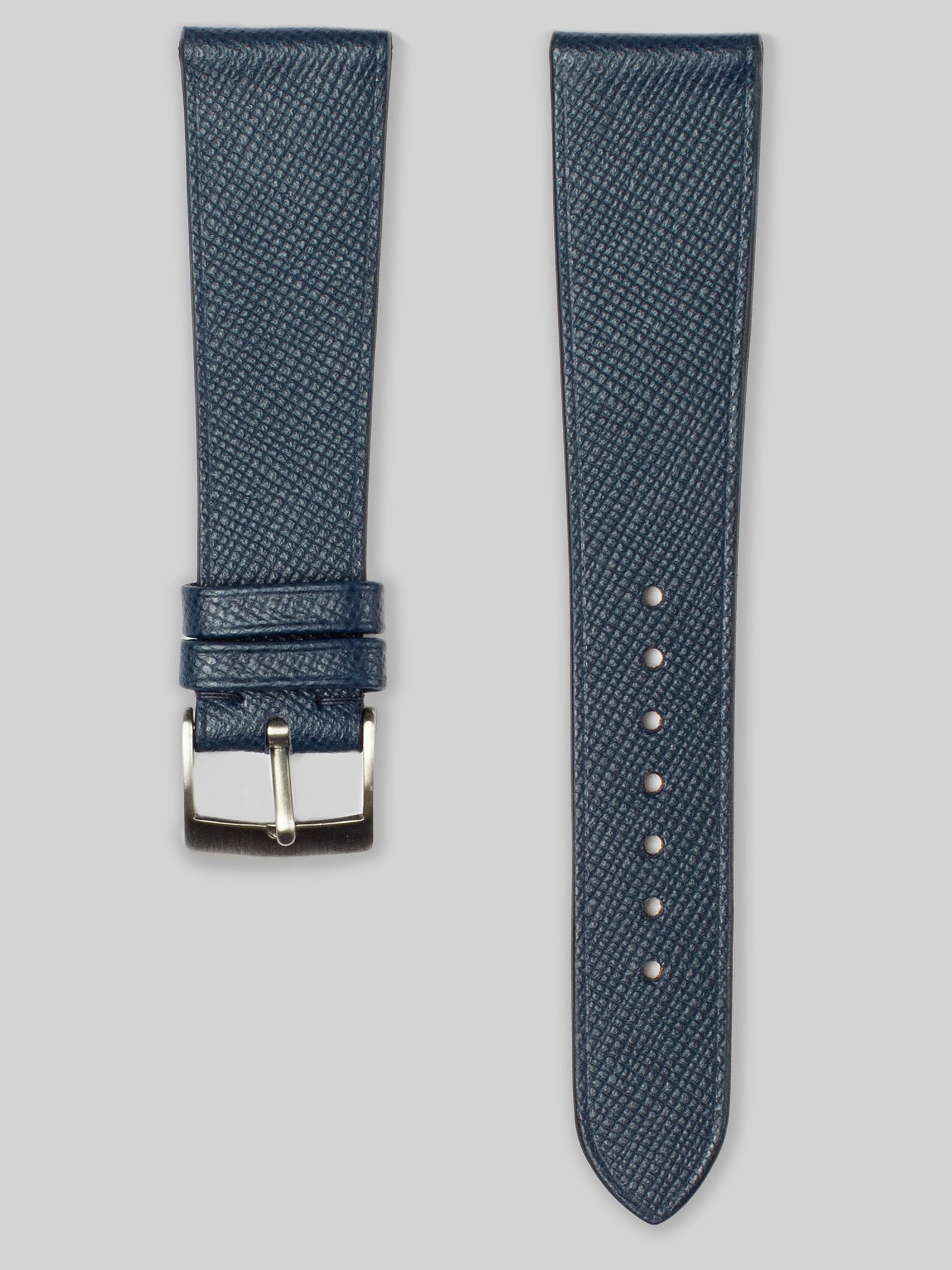 Saffiano Leather Watch Strap - Navy Blue