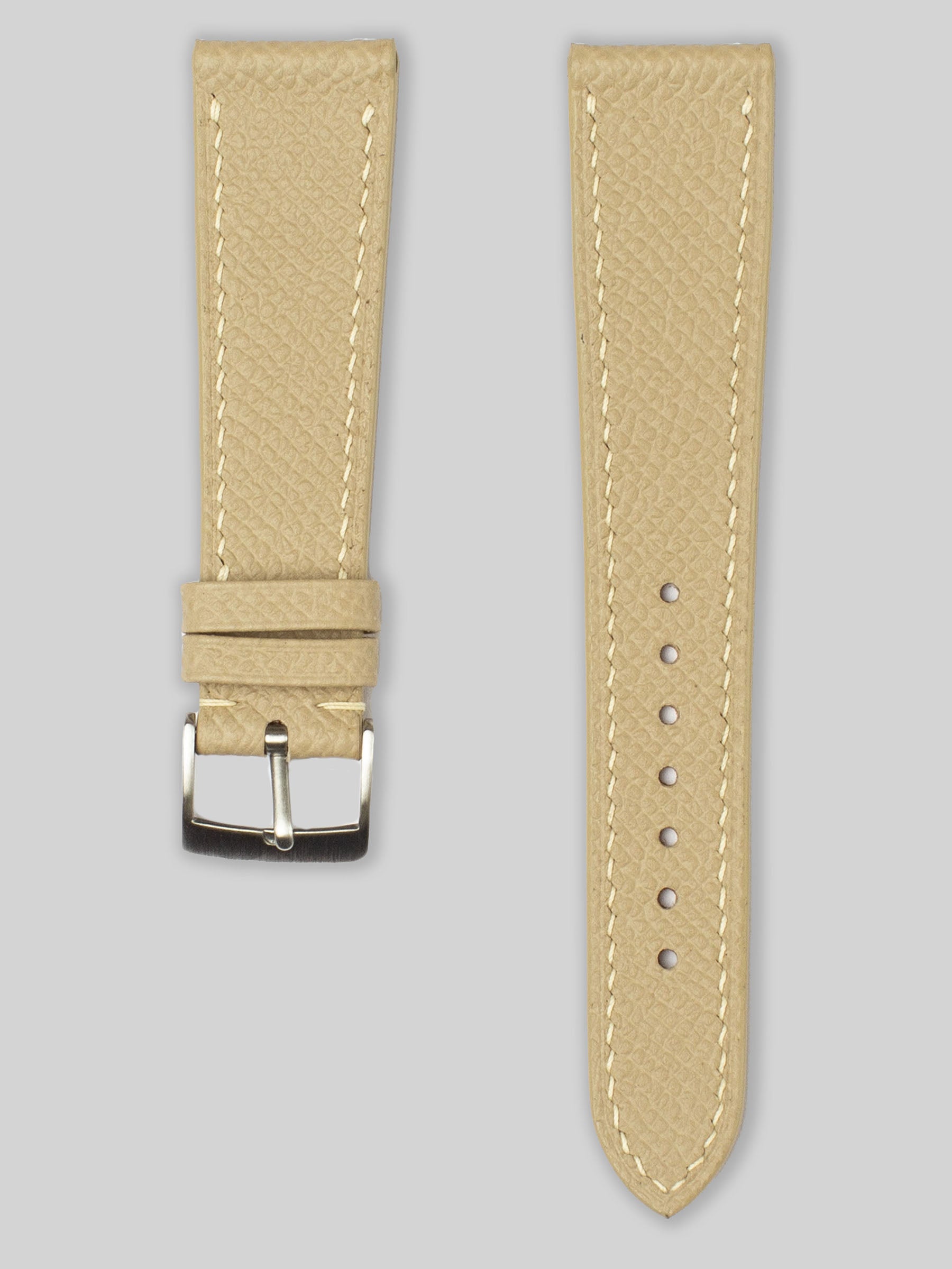 Textured Calfskin Leather Watch Strap - Cream