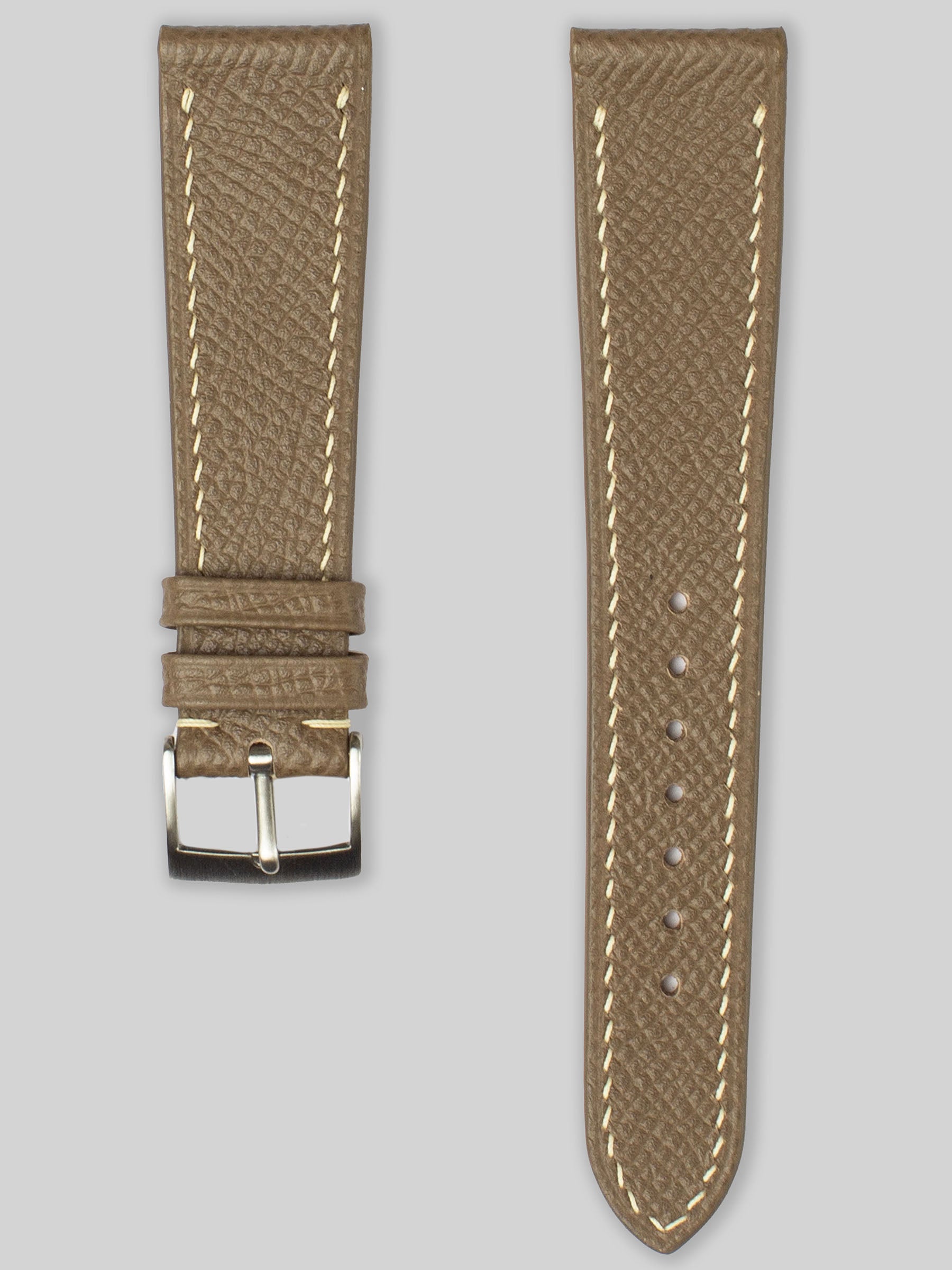Textured Calfskin Leather Watch Strap - Taupe