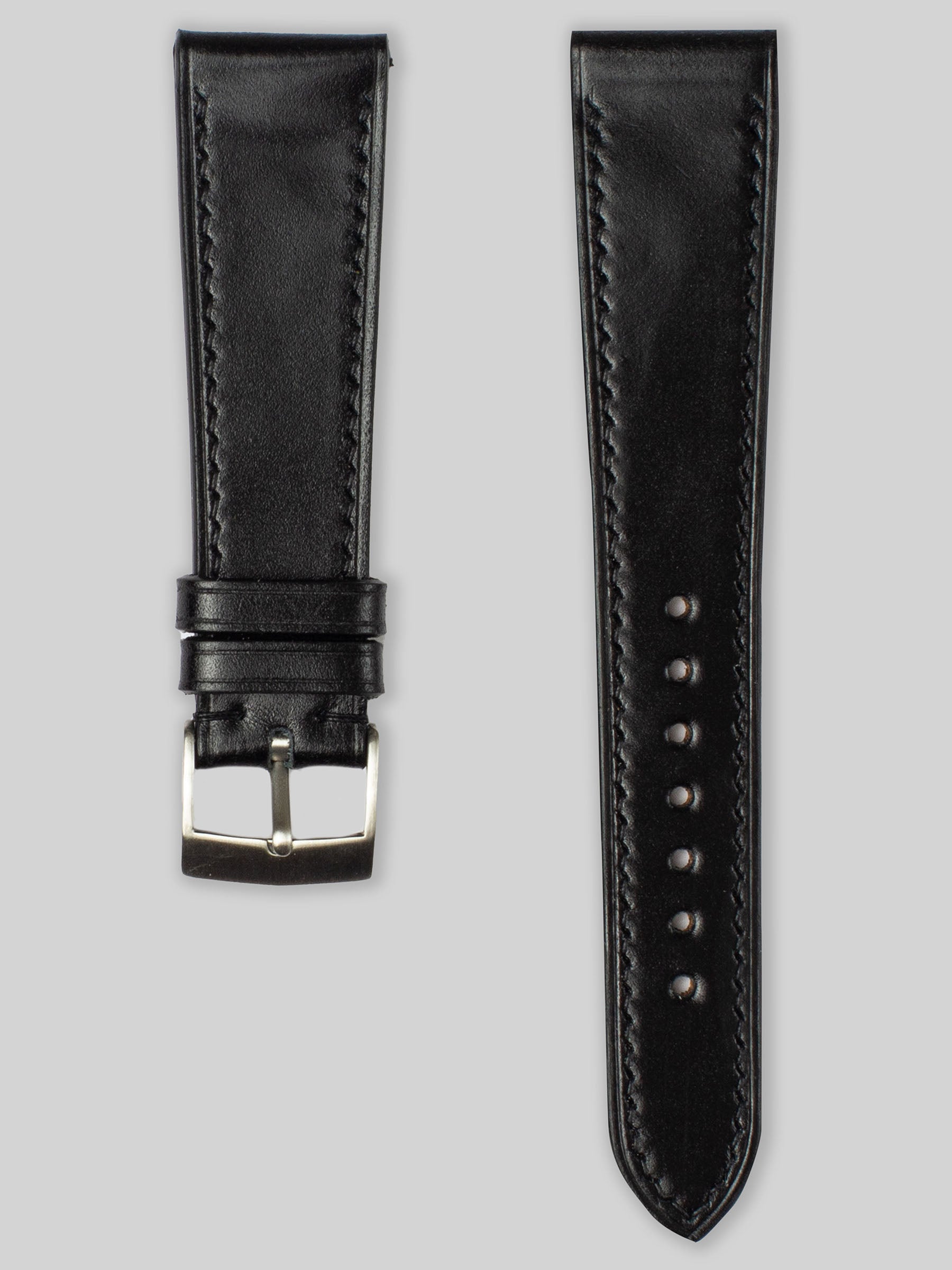 Shell Cordovan Leather Watch Strap - Black