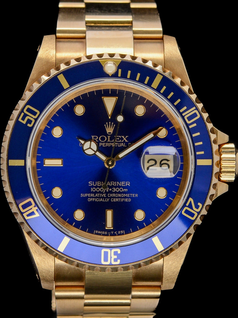 1990 Rolex Blue Submariner (Ref. 16618) 18K YG