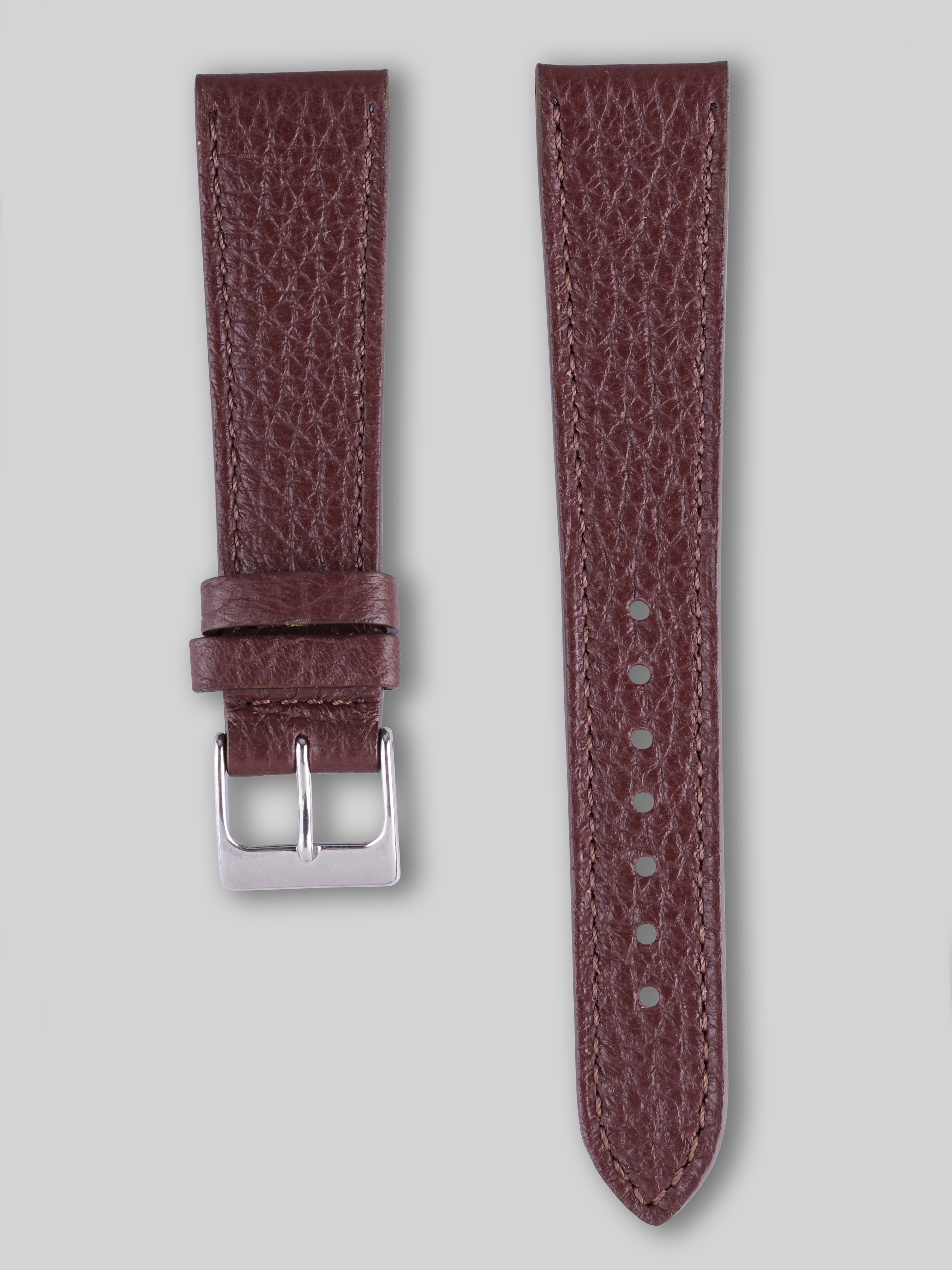 Textured Calfskin Watch Strap - Chestnut