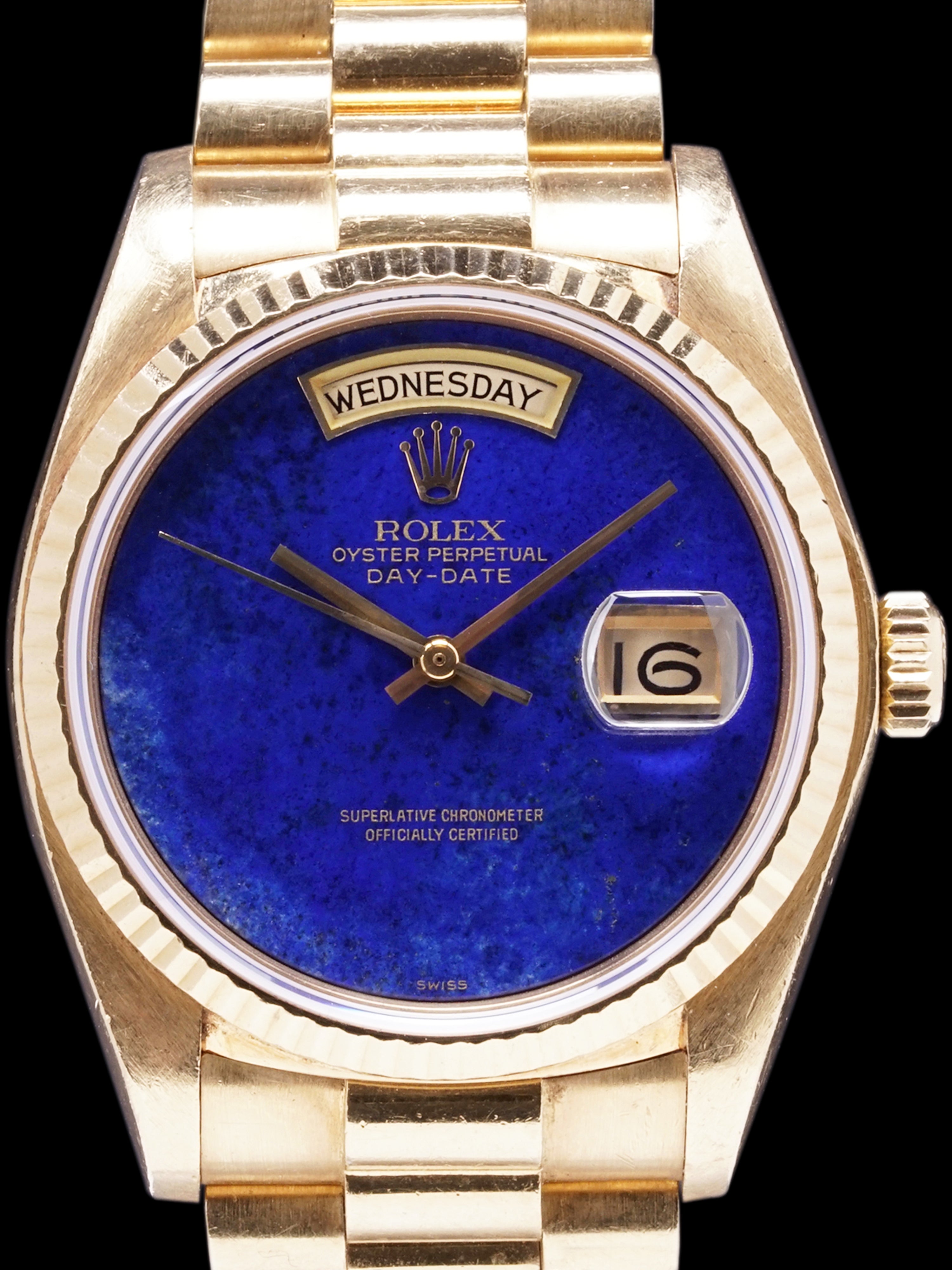 *Unpolished* 1979 Rolex Day-Date (Ref. 18038) 18k YG Lapis Dial