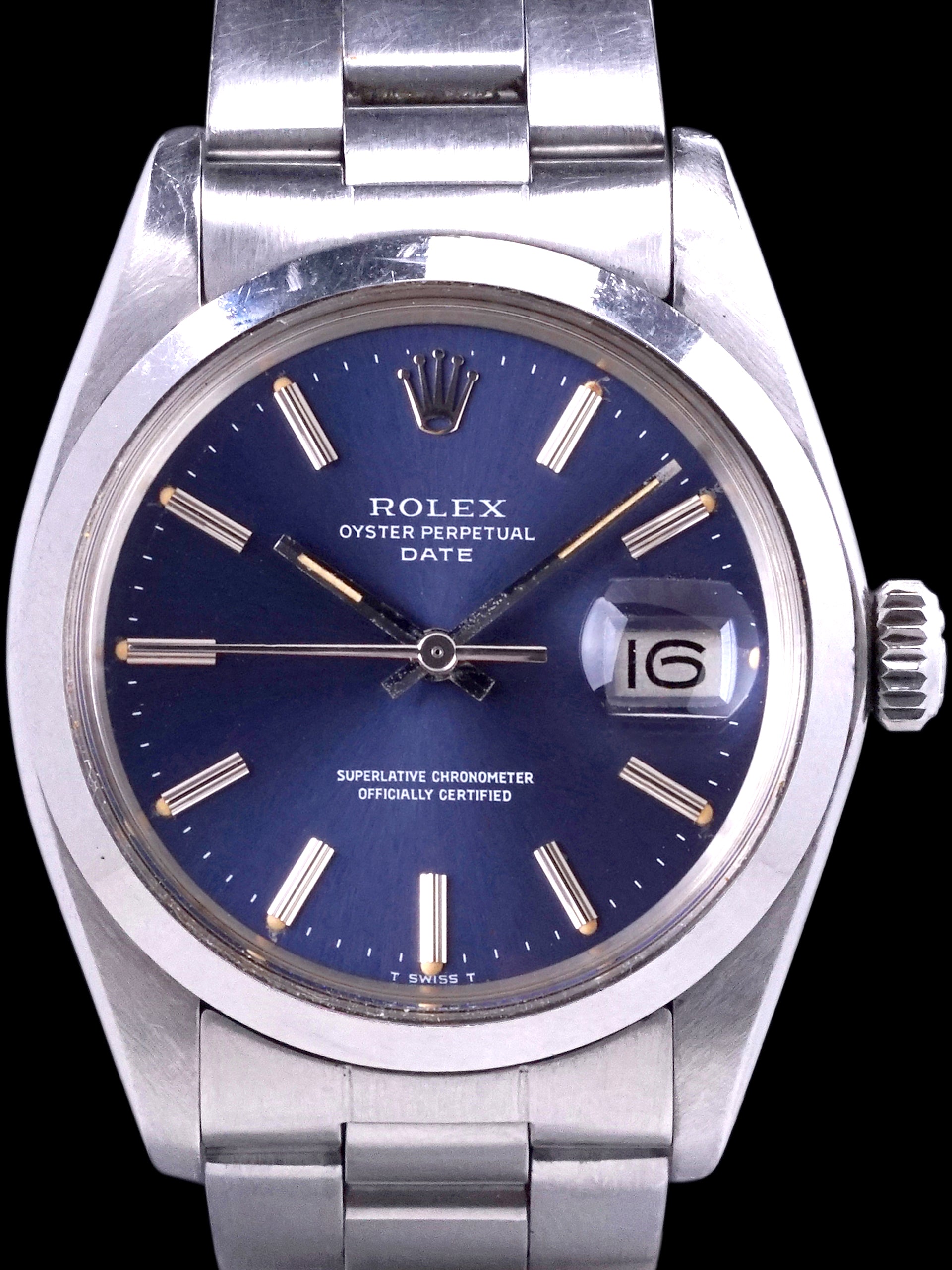 *Unpolished* 1976 Rolex Oyster-Perpetual Date (Ref. 1500) "Blue Dial"