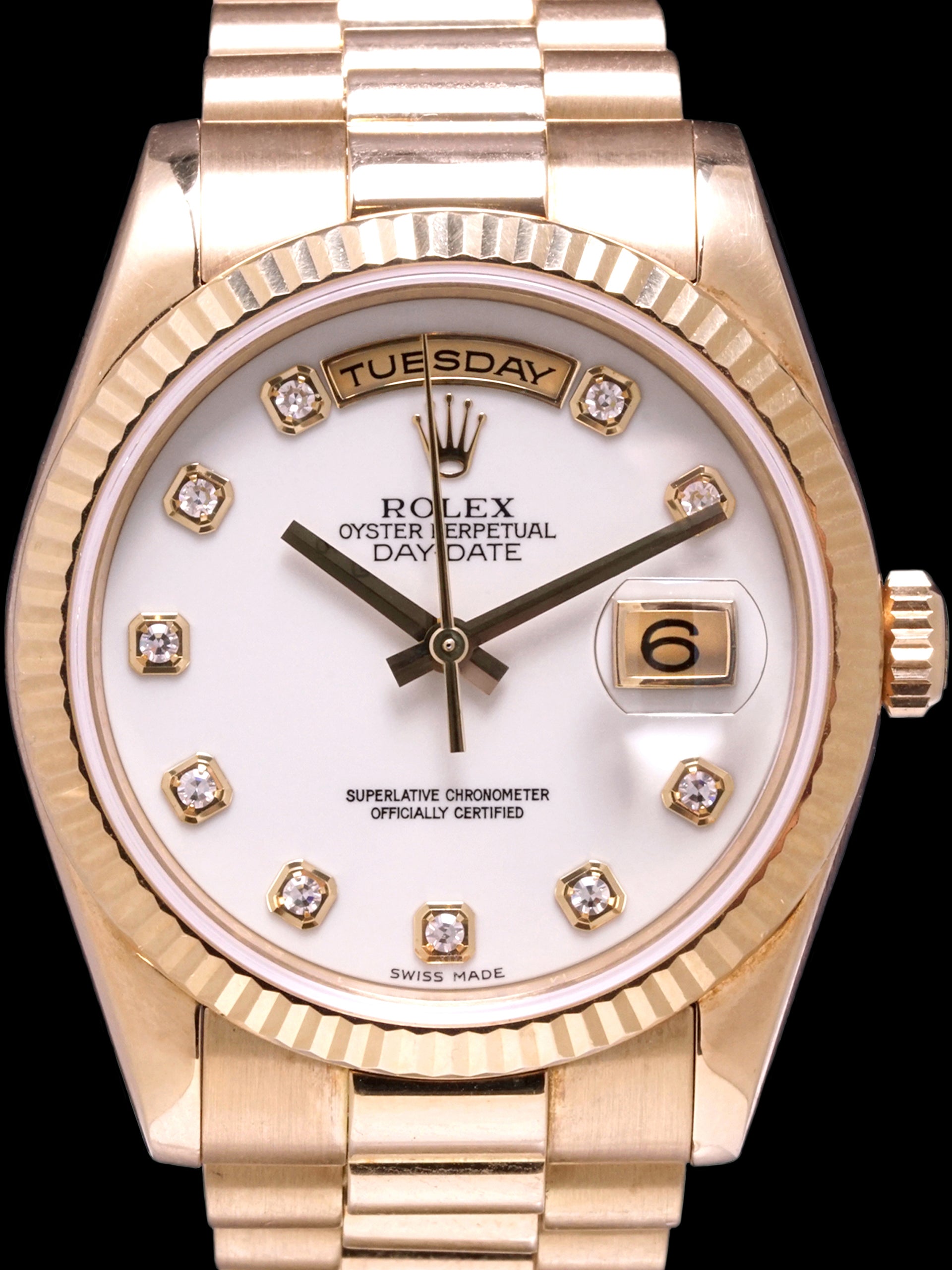 *Unpolished* 2008 Rolex Day-Date (Ref. 118238) 18k YG Cacholong "White Opal" Dial